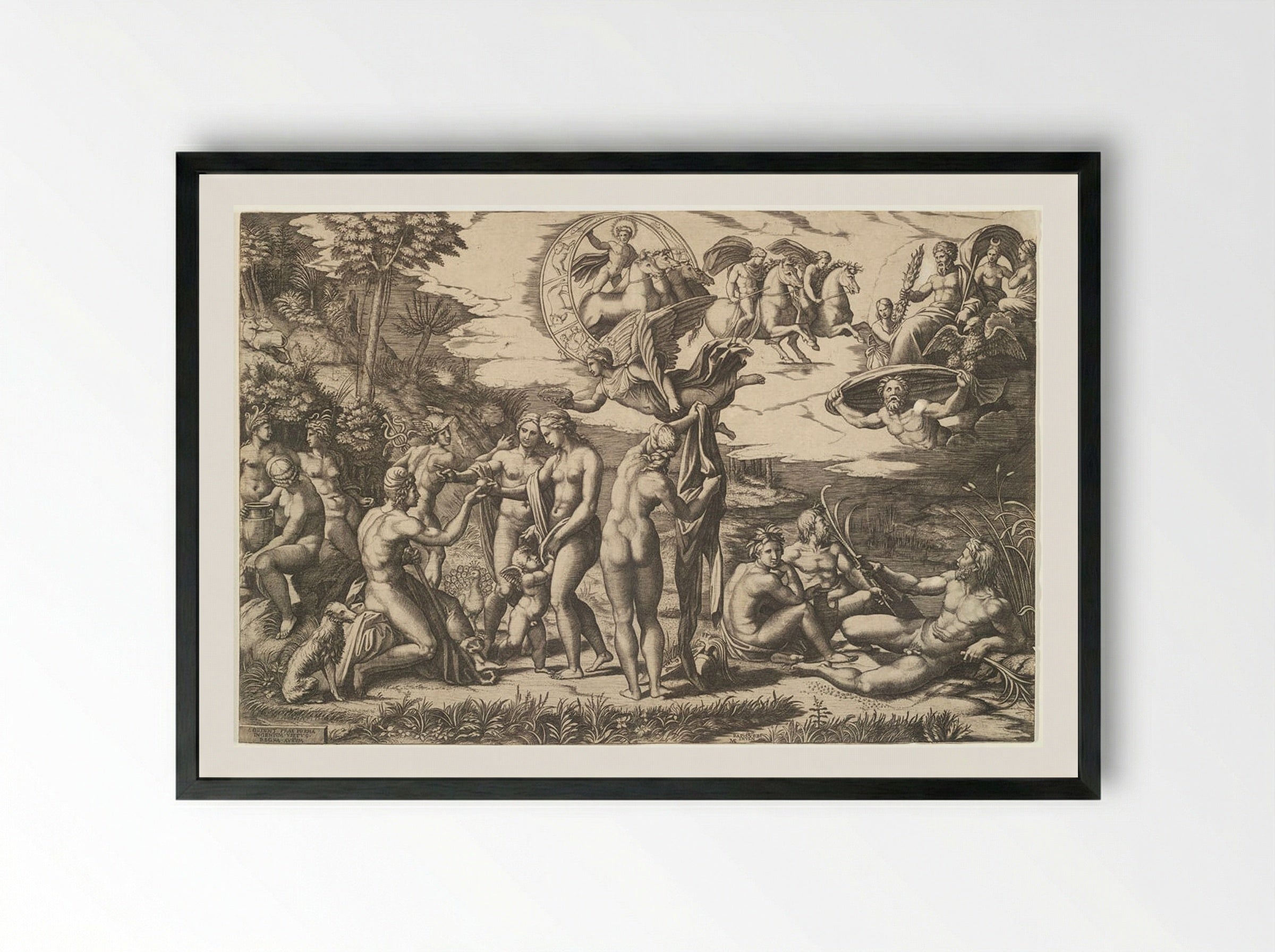 The Judgment of Paris - Marcantonio Raimondi - Framed Print Black