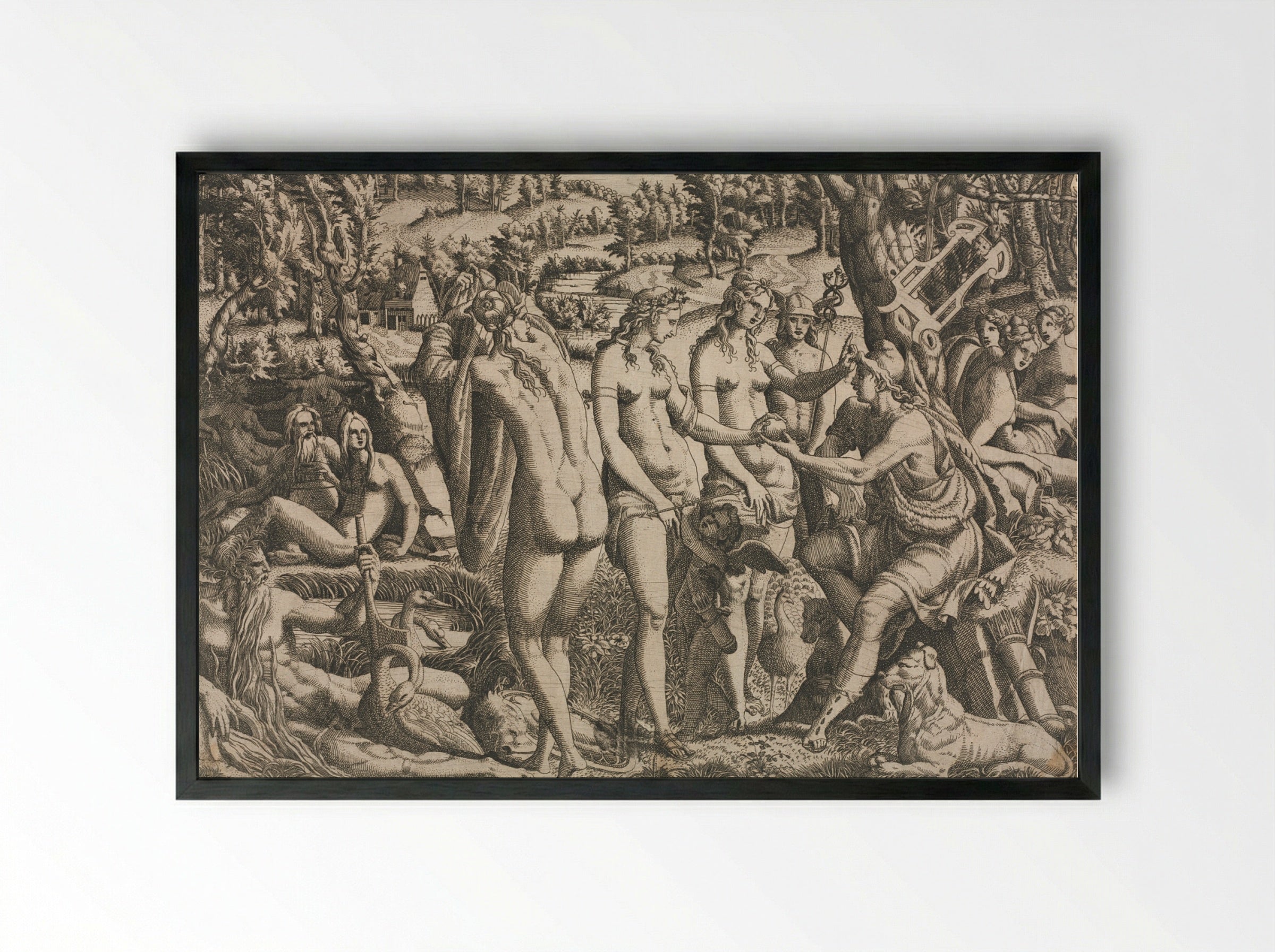 The Judgment of Paris - Jean Mignon - Framed Print Black