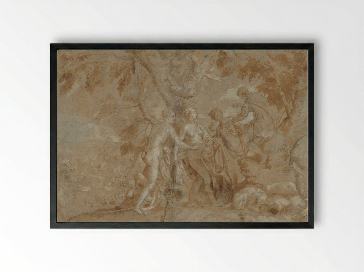 The Judgment of Paris - Carletto Caliari - Framed Print Black