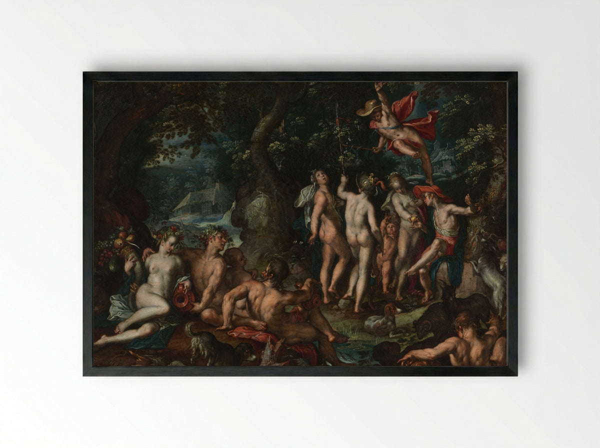 The Judgment of Paris - Joachim Anthoniz Wtewael - Framed Print Black