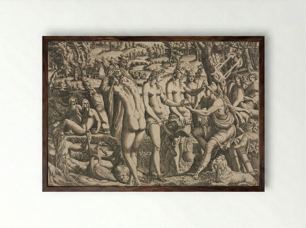 The Judgment of Paris - Jean Mignon - Framed Print Dark Wood
