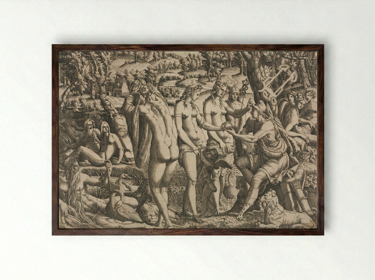 The Judgment of Paris - Jean Mignon - Framed Print Dark Wood