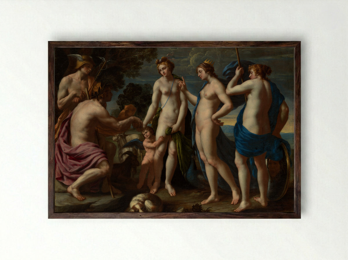 The Judgment of Paris - Alessandro Turchi - Framed Print Dark Wood