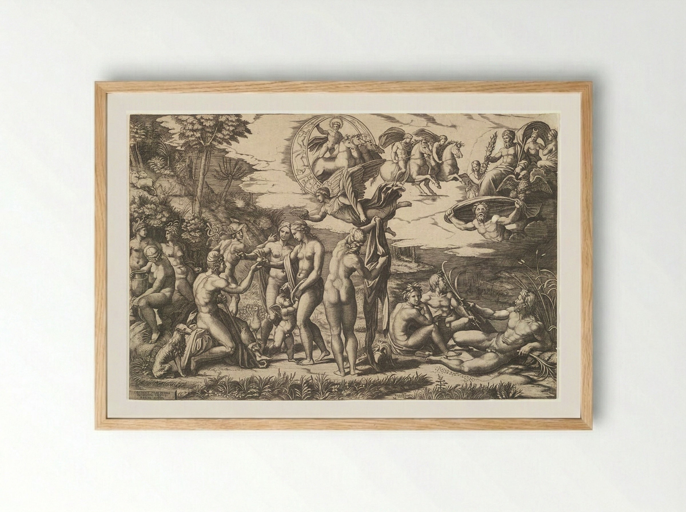The Judgment of Paris - Marcantonio Raimondi - Framed Print Wood