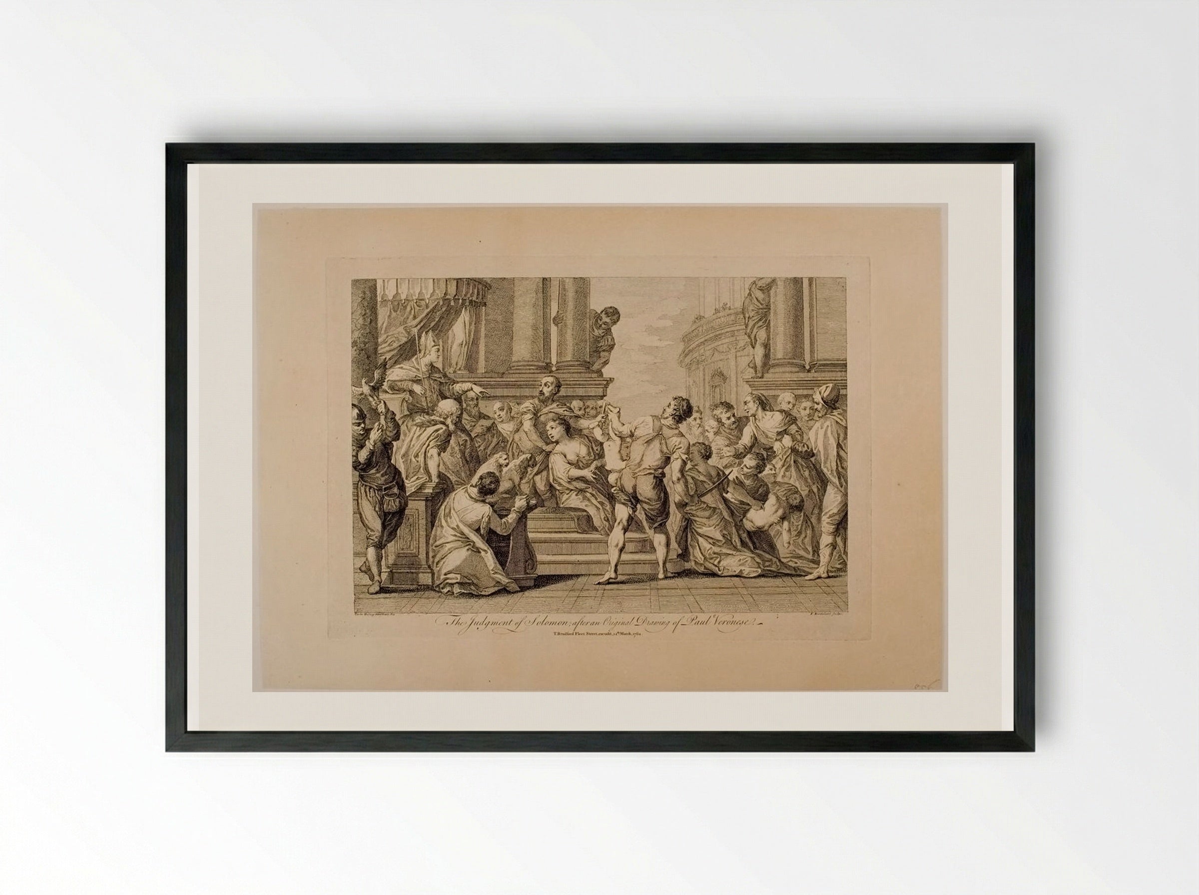 The Judgment of Solomon - Francesco Bartolozzi - Framed Print Black