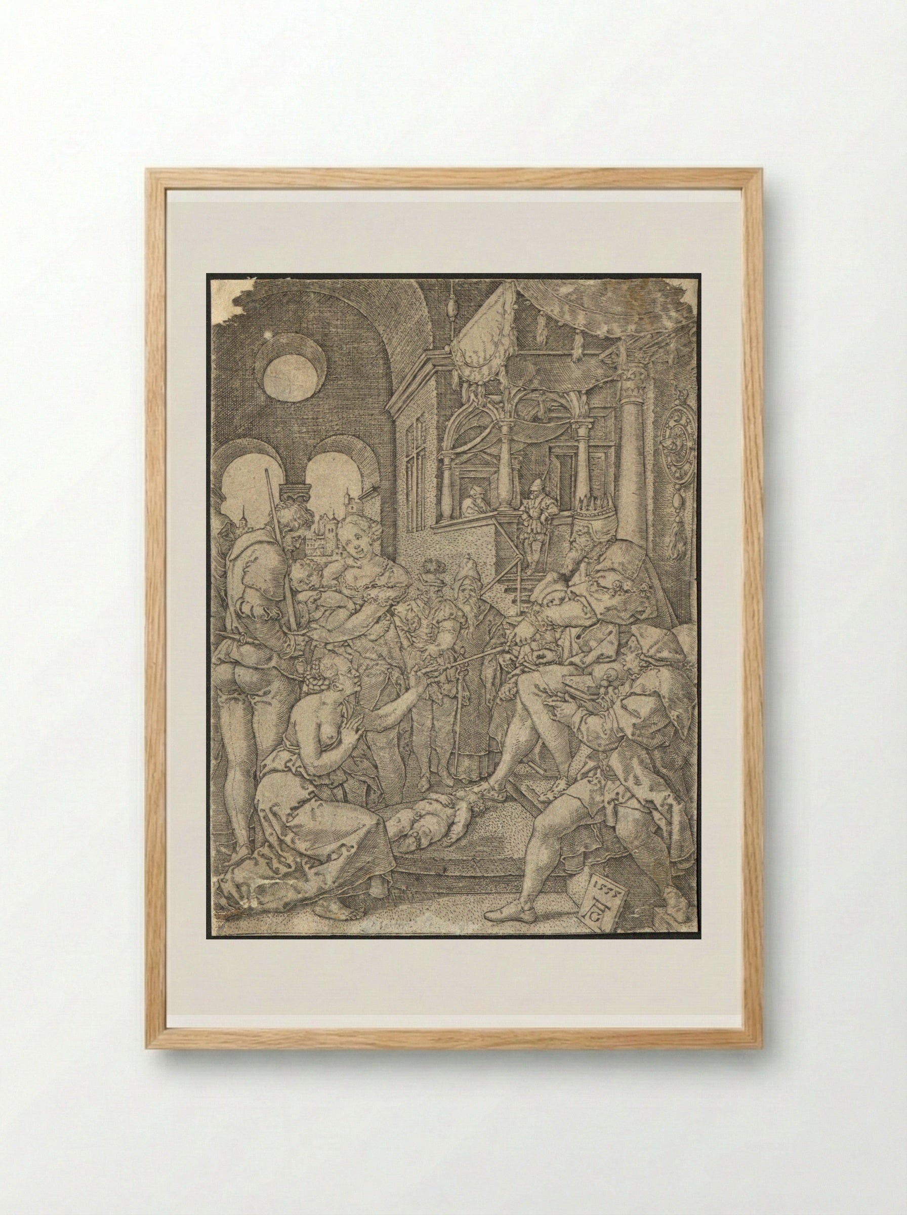 The Judgment of Solomon - Heinrich Aldegrever - Framed Print Wood