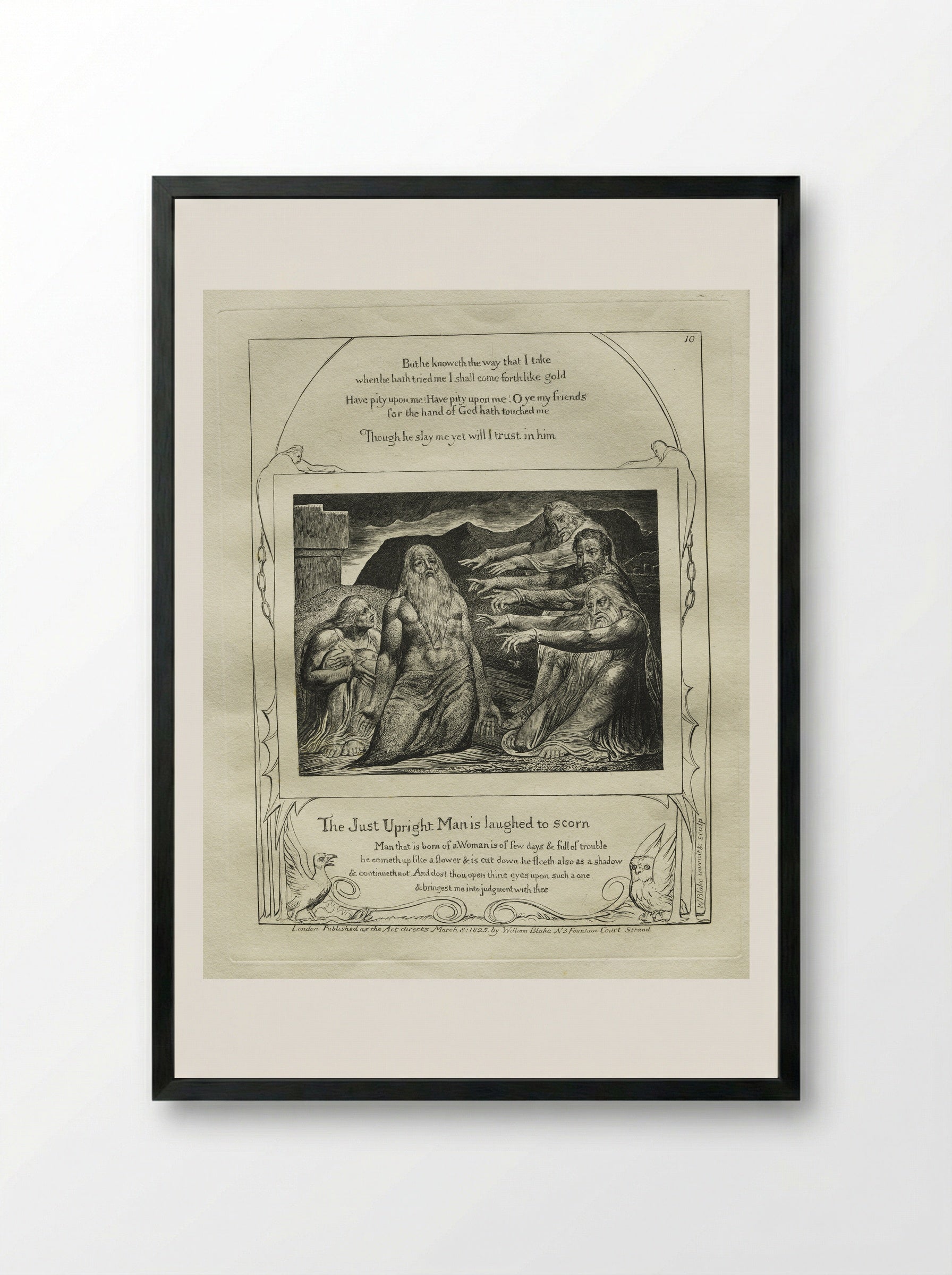 The Just Upright Man is Laughed to Scorn - William Blake - Framed Print Black