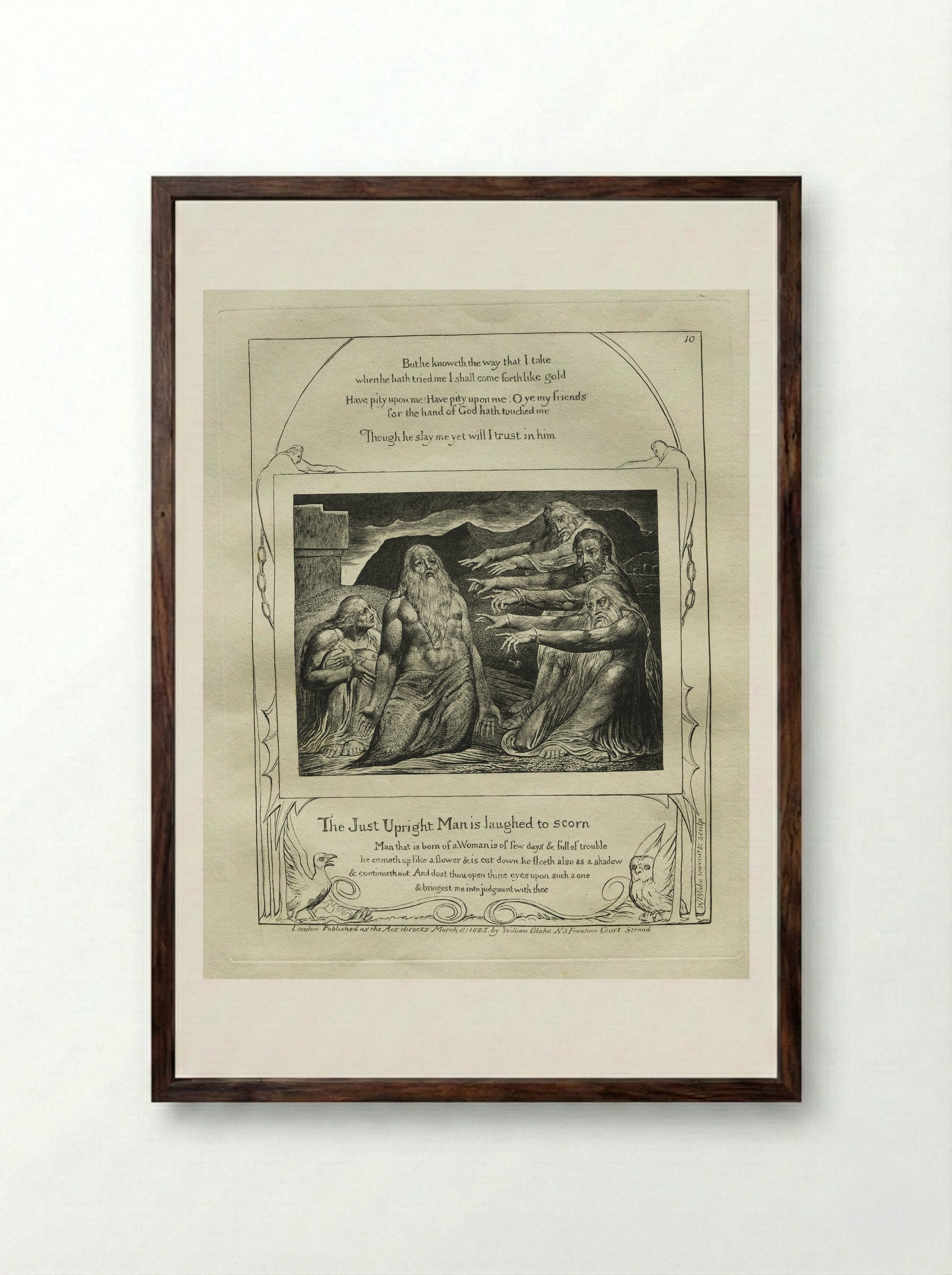 The Just Upright Man is Laughed to Scorn - William Blake - Framed Print Dark Wood