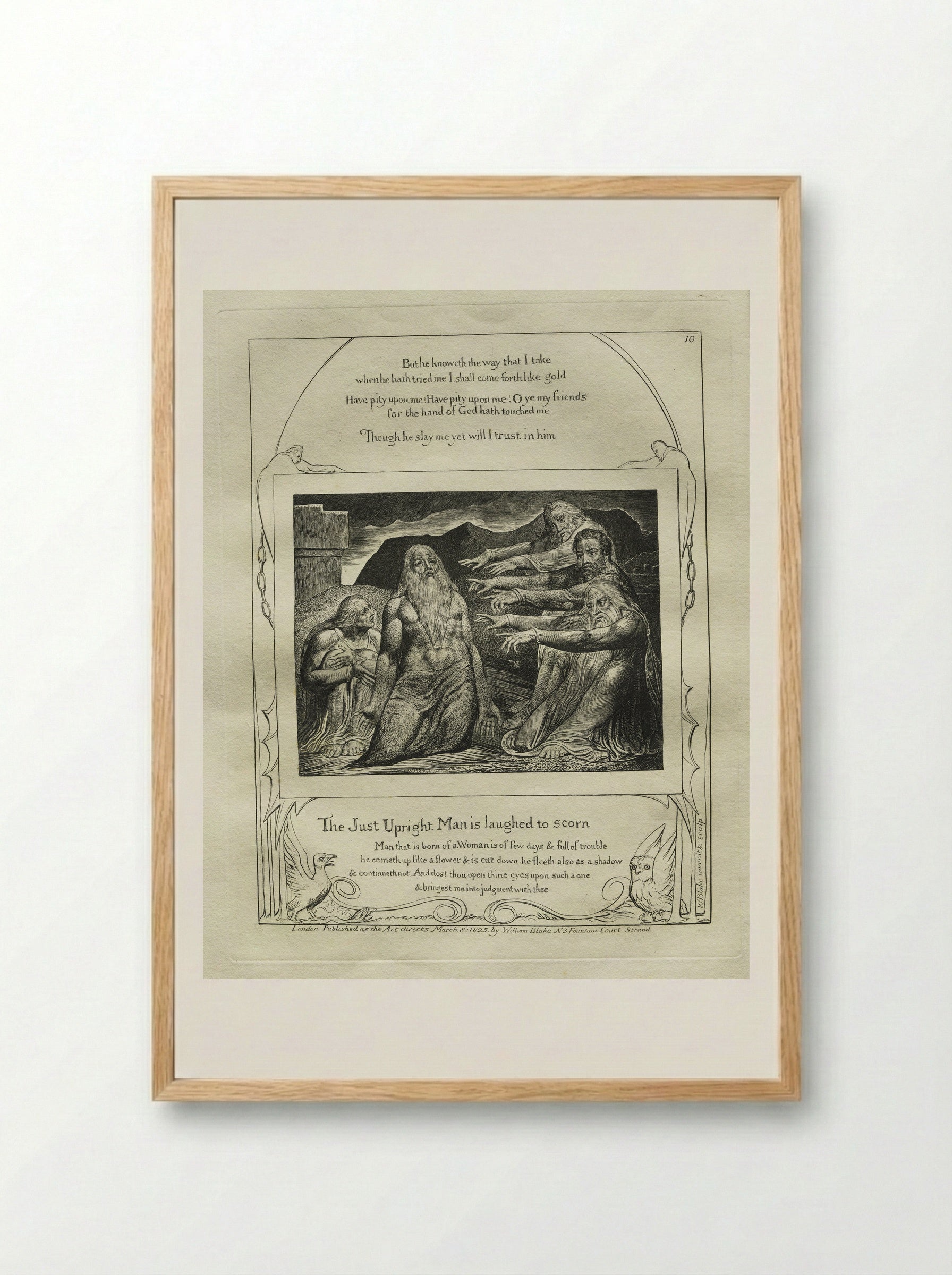 The Just Upright Man is Laughed to Scorn - William Blake - Framed Print Wood