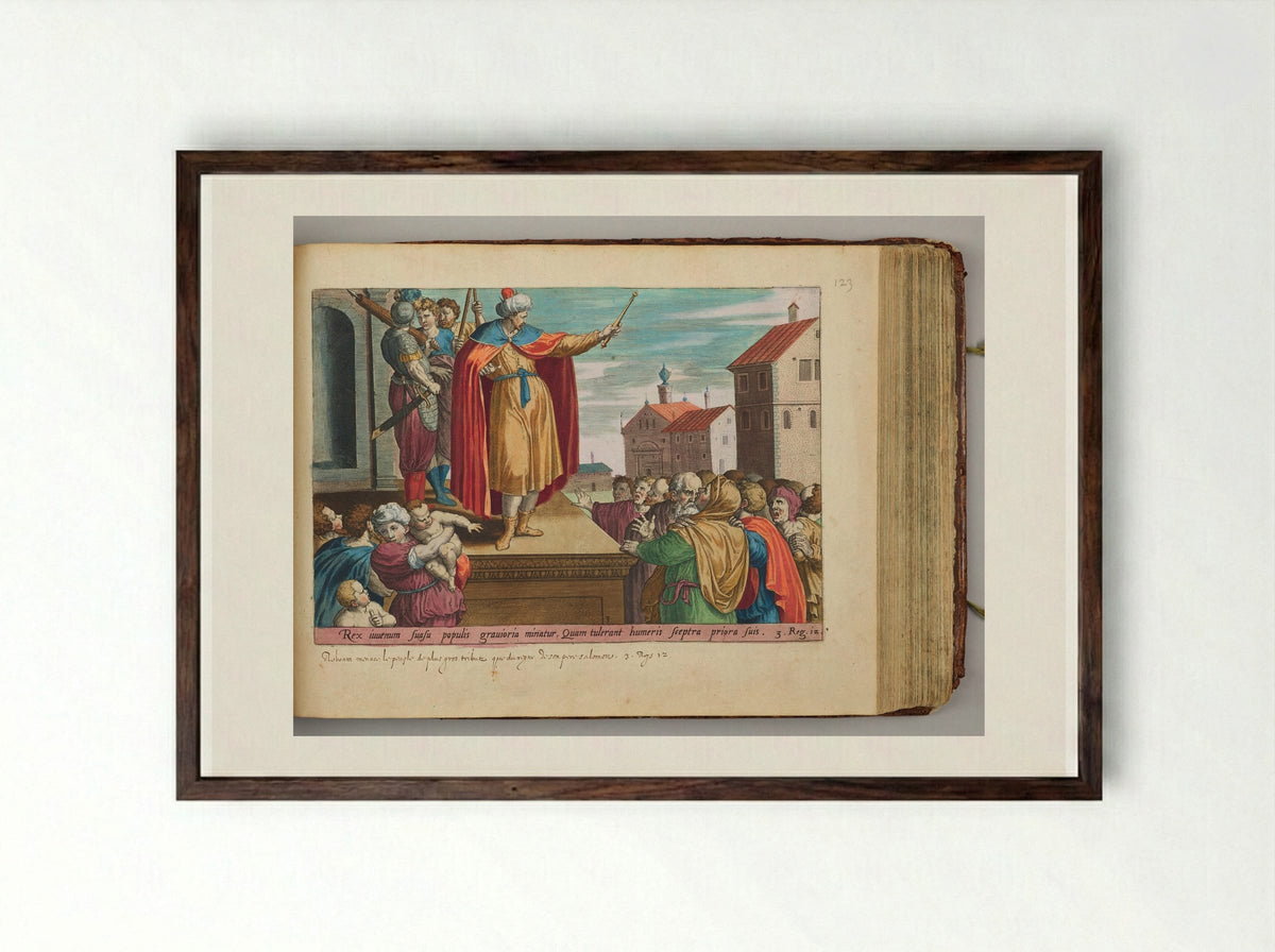The King Answering the People - Hans Collaert the Elder - Framed Print Dark Wood