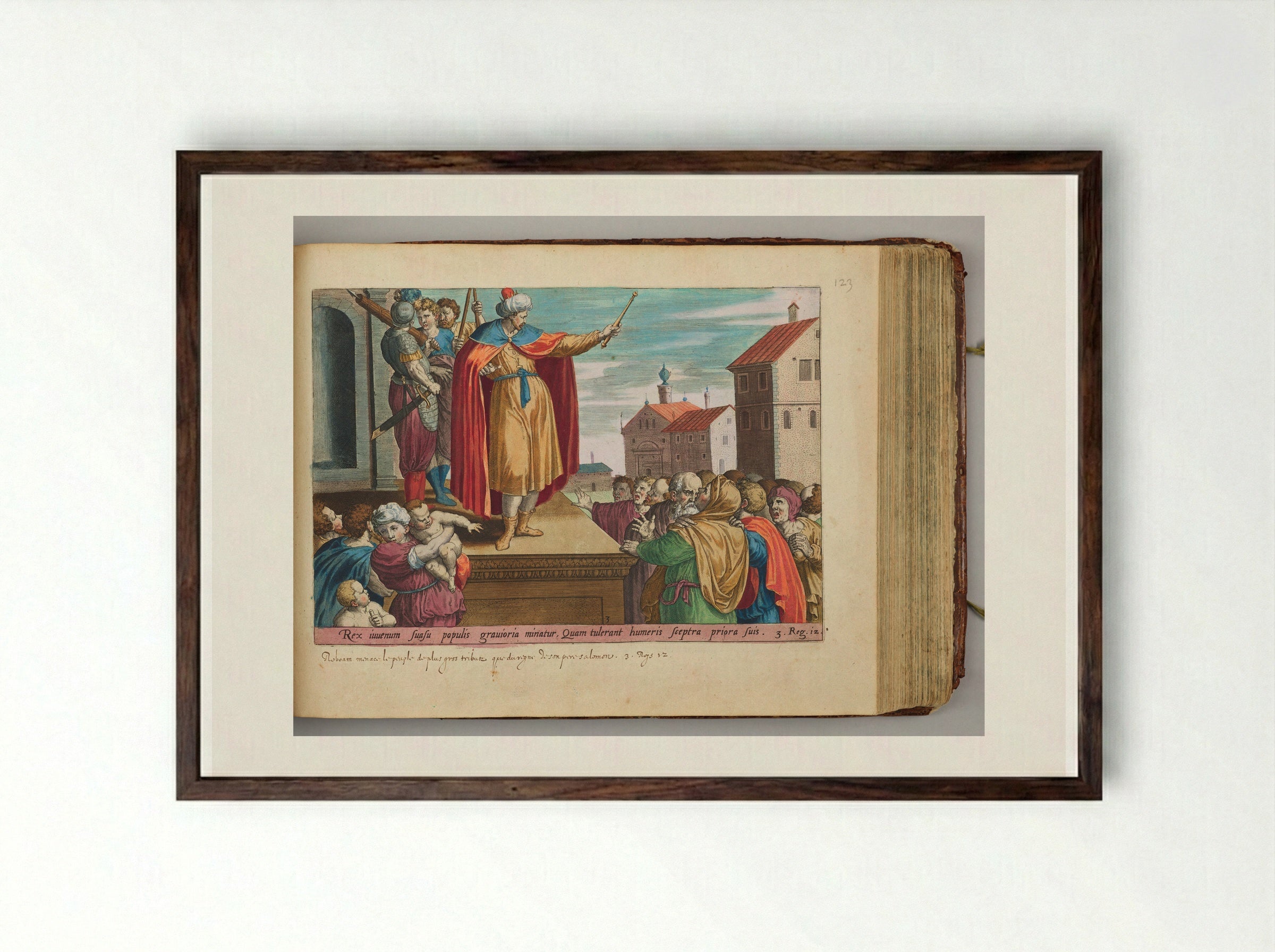 The King Answering the People - Hans Collaert the Elder - Framed Print Dark Wood