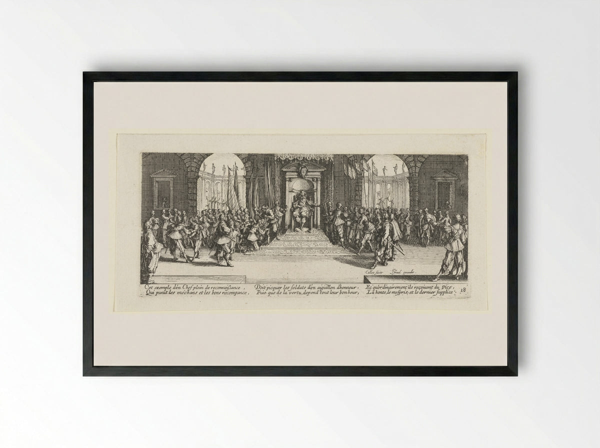 The King Distributing Awards - Jacques Callot - Framed Print Black