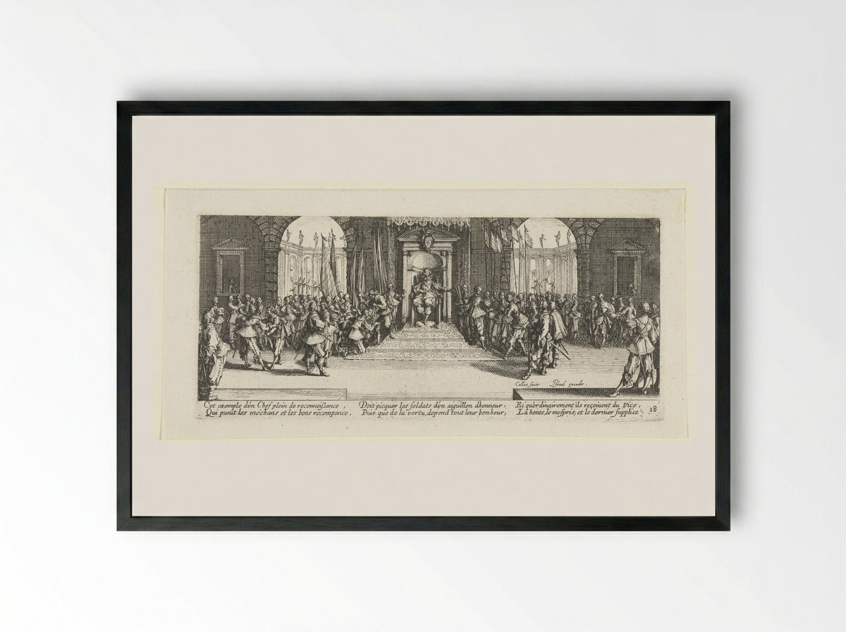 The King Distributing Awards - Jacques Callot - Framed Print Black