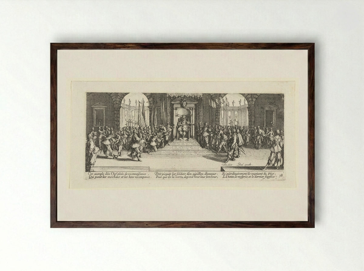 The King Distributing Awards - Jacques Callot - Framed Print Dark Wood