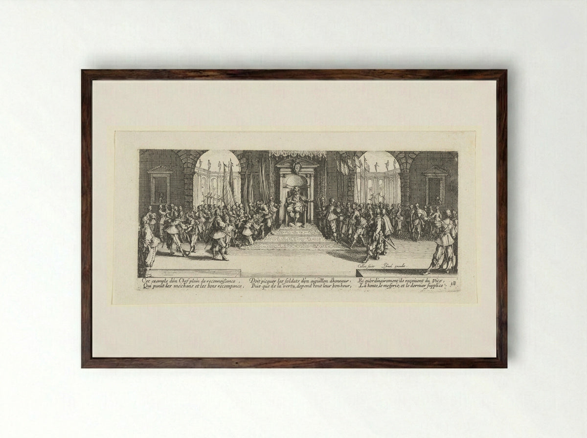 The King Distributing Awards - Jacques Callot - Framed Print Dark Wood