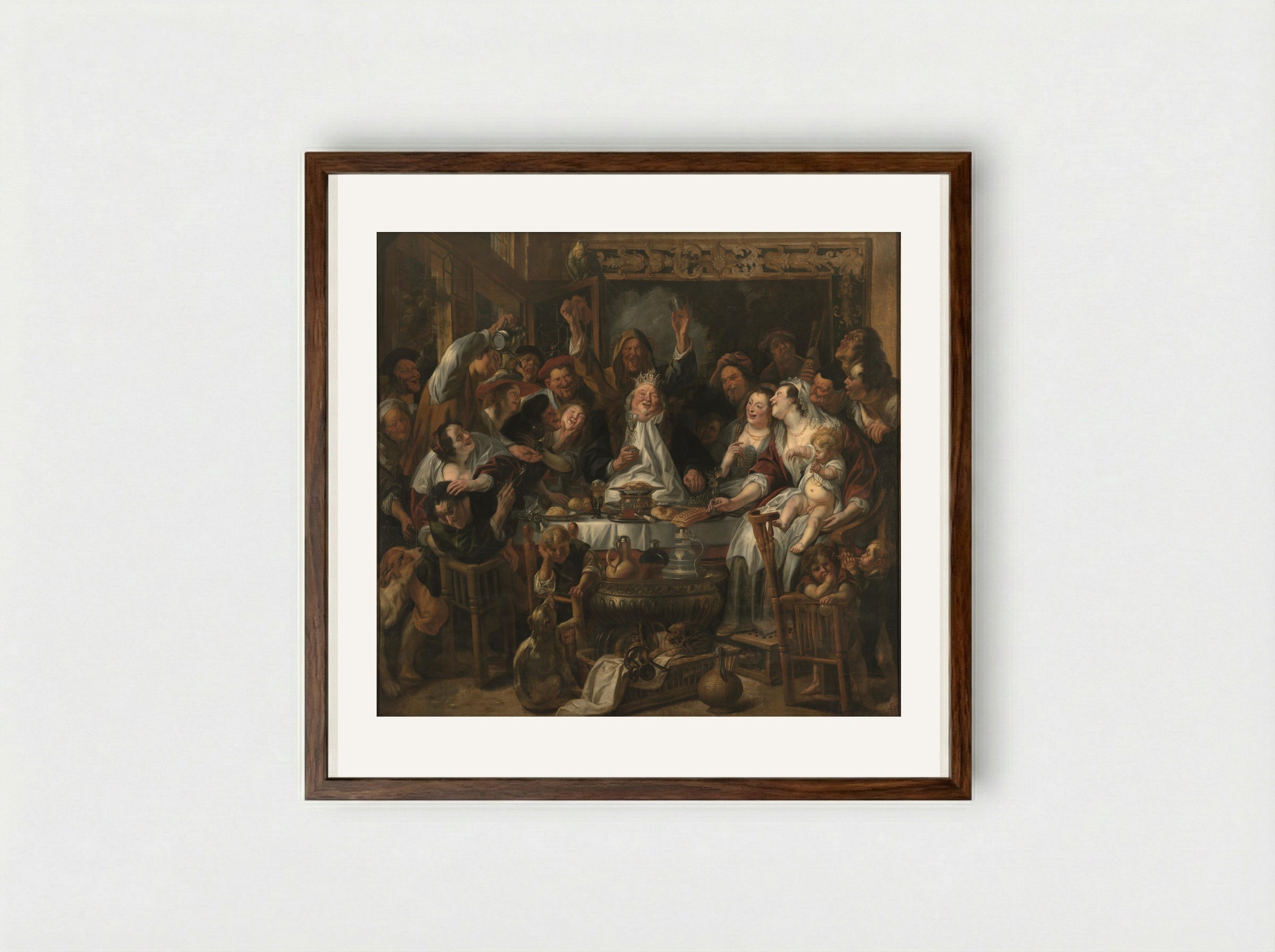 The King Drinks - Jacob Jordaens - Framed Print Dark Wood