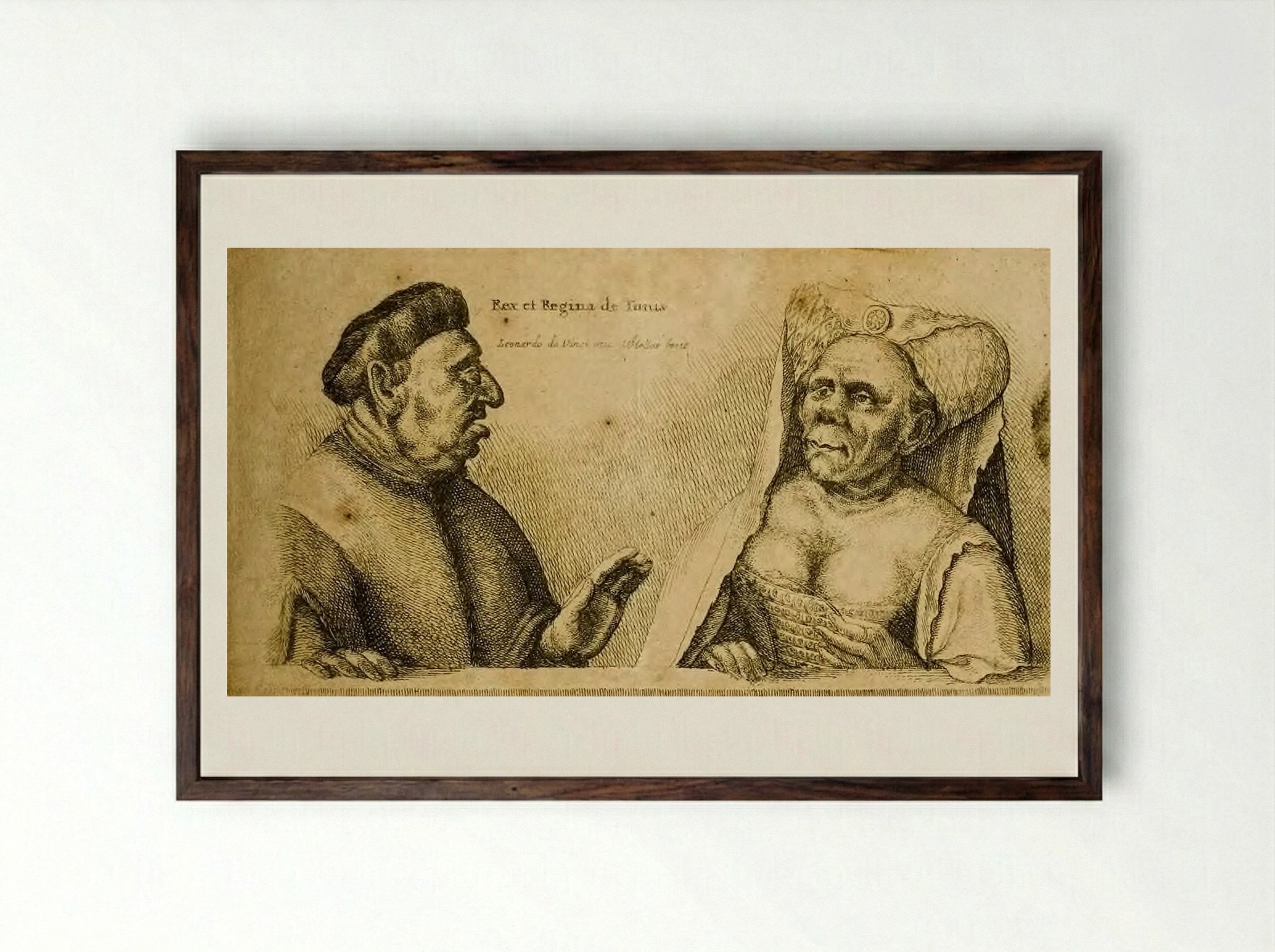 The King and Queen of Tunis - Wenceslaus Hollar - Framed Print Dark Wood