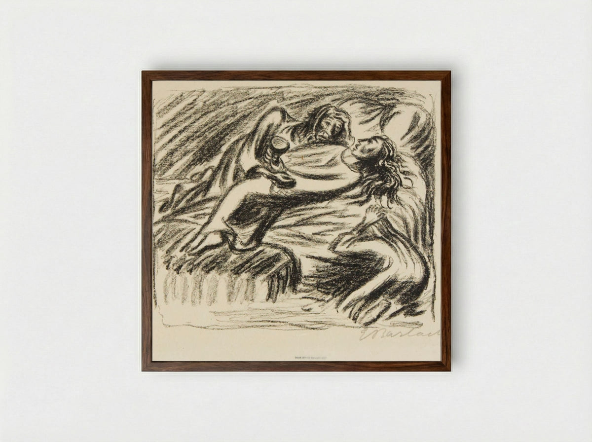 The King in Thule 1 - Ernst Barlach - Framed Print Dark Wood