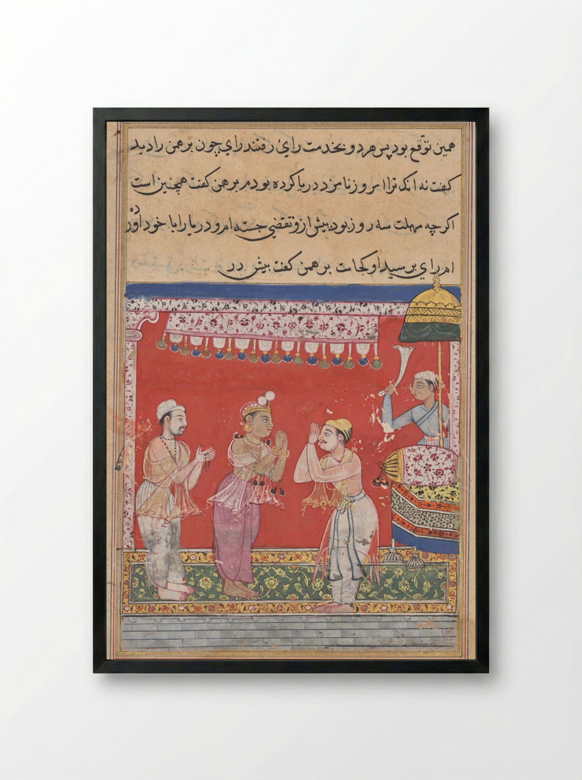The King of the Ocean Arrives at the Court of the Raja - Ghulam 'Ali - Framed Print Black