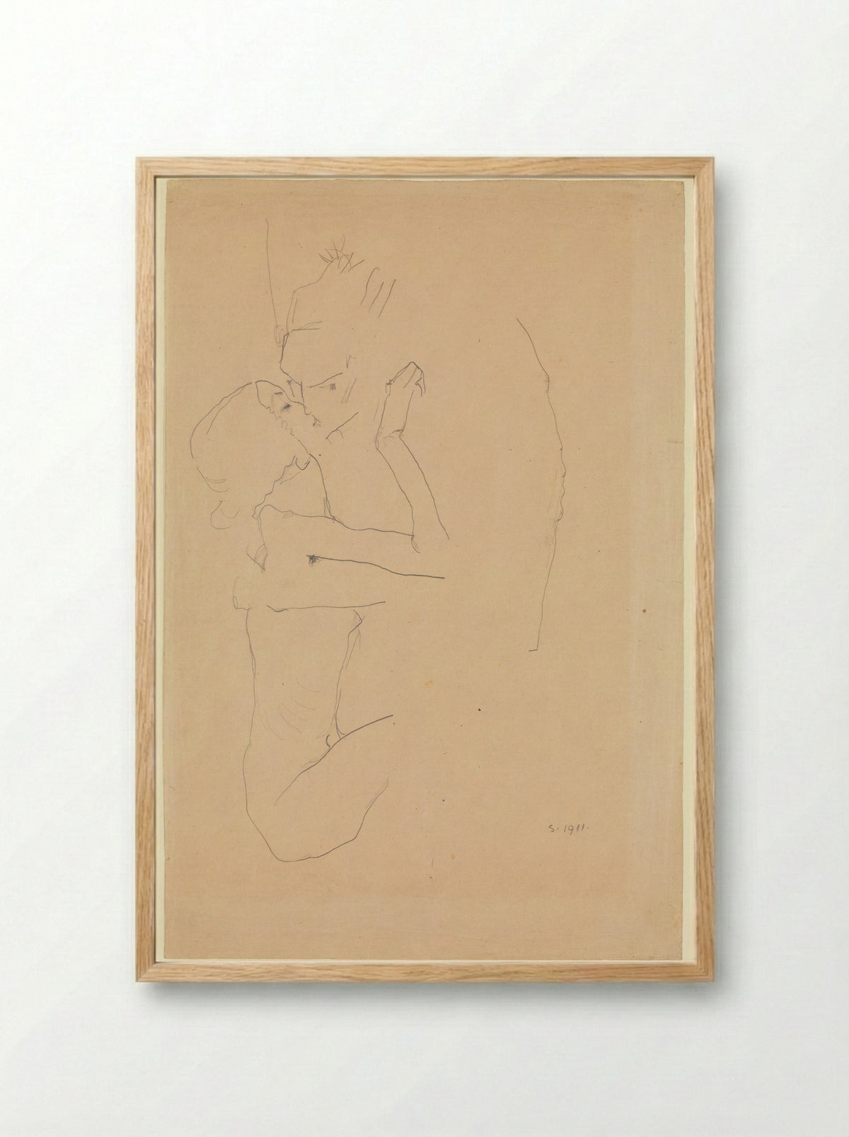 The Kiss (Lovers) - Egon Schiele - Framed Print Wood