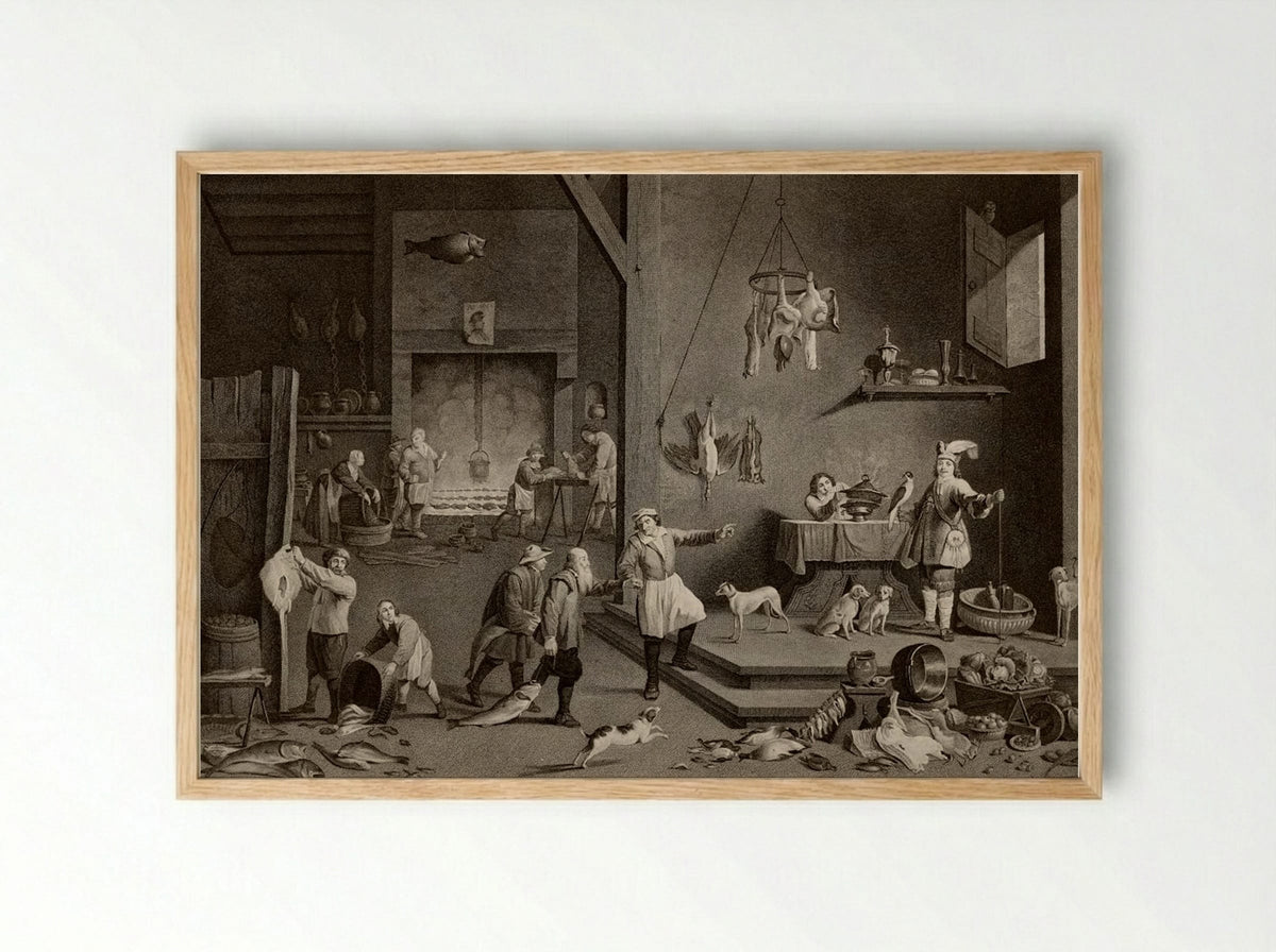 The Kitchen - Jean Baptiste Michel - Framed Print Wood