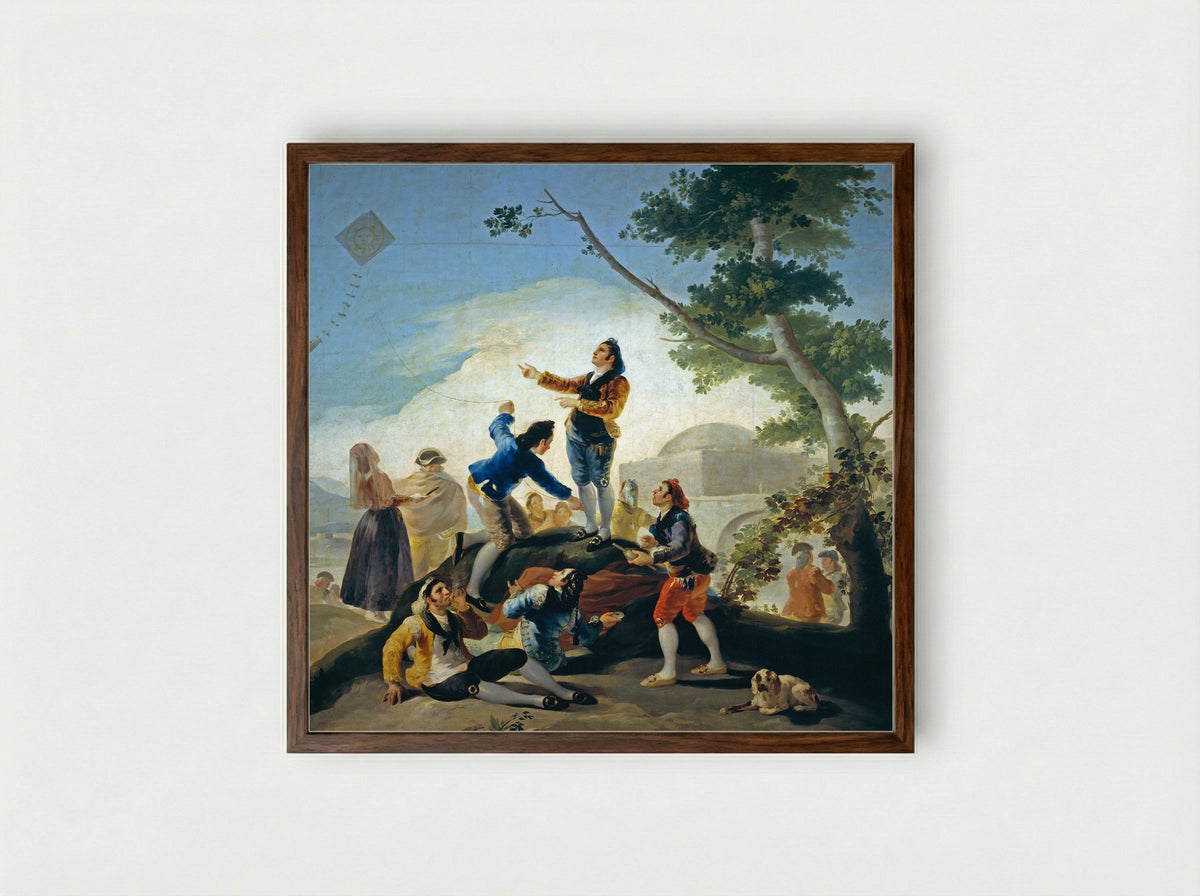 The Kite - Francisco Goya - Framed Print Dark Wood