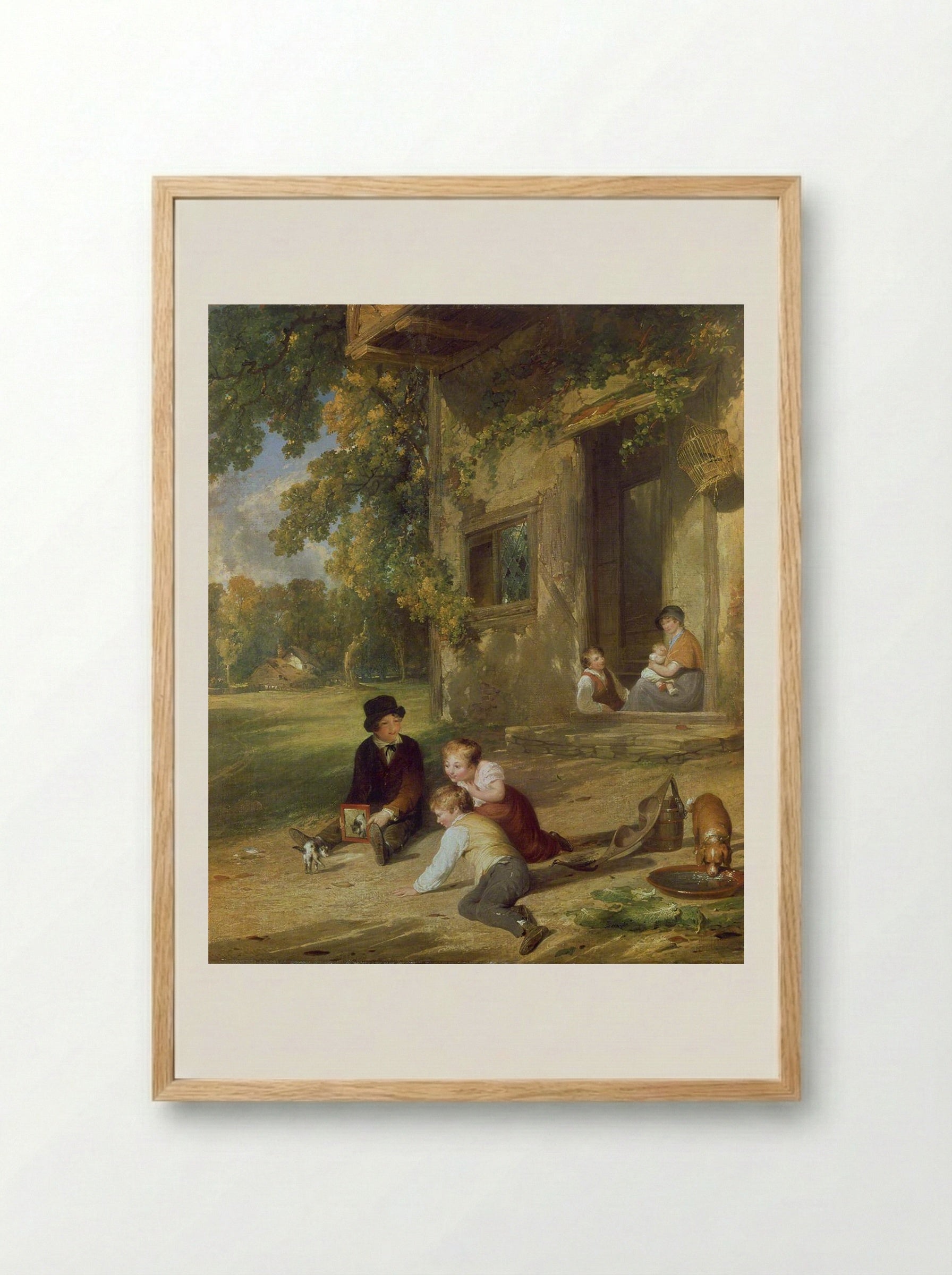 The Kitten Deceived - William Collins - Framed Print Wood