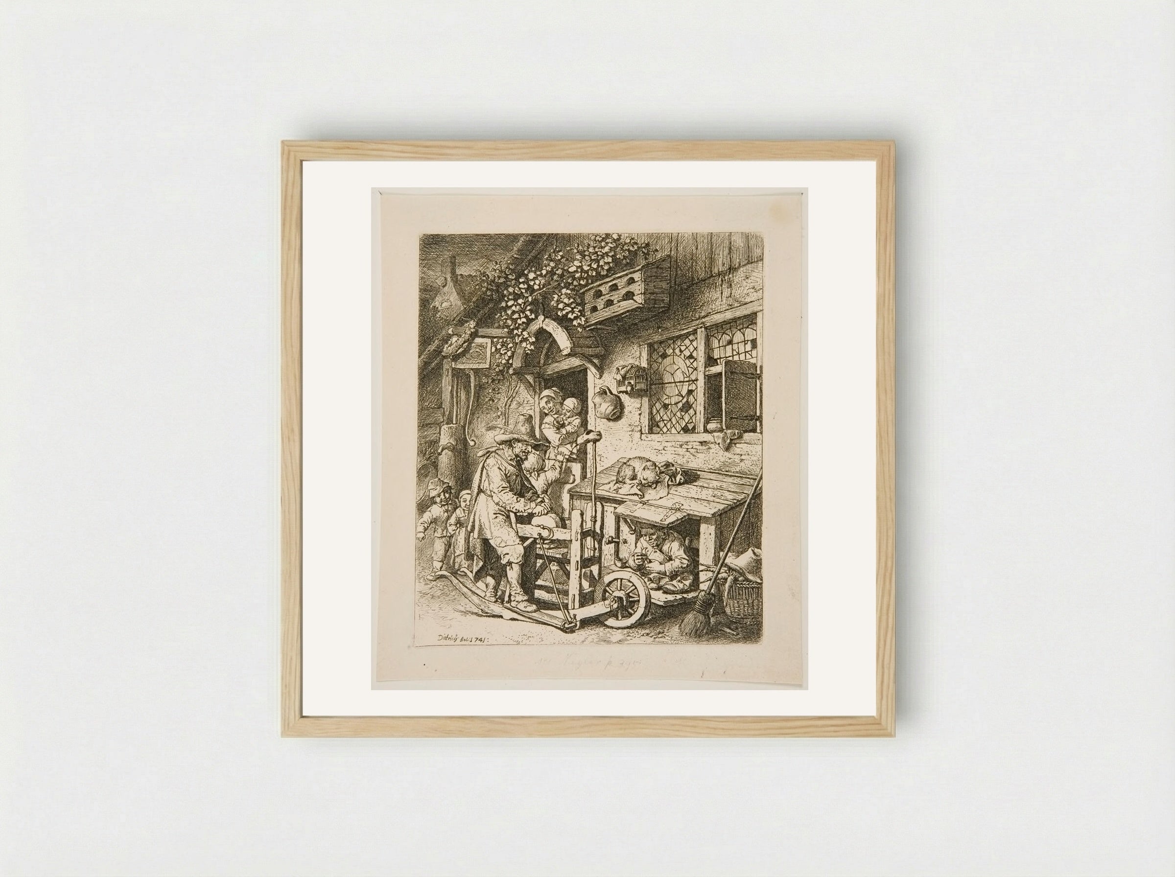 The Knife-Grinder - Christian Wilhelm Ernst Dietrich - Framed Print Wood