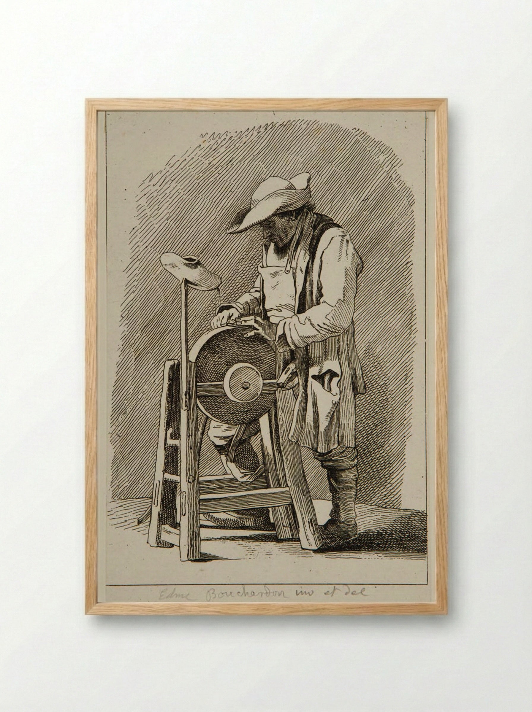 The Knife Sharpener - Anne Claude de Thubières, Comte de Caylus - Framed Print Wood