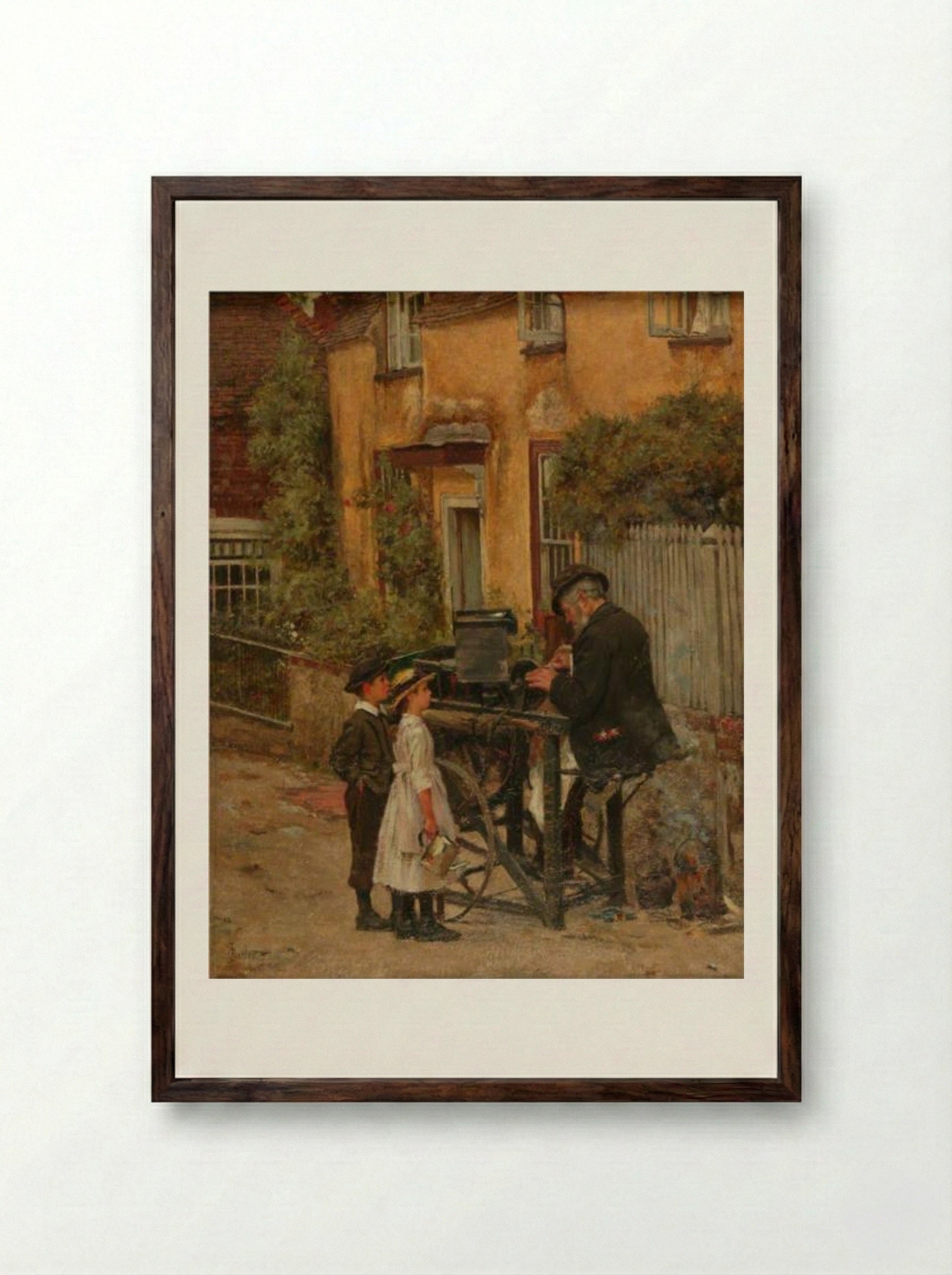 The Knifegrinder - James Charles - Framed Print Dark Wood