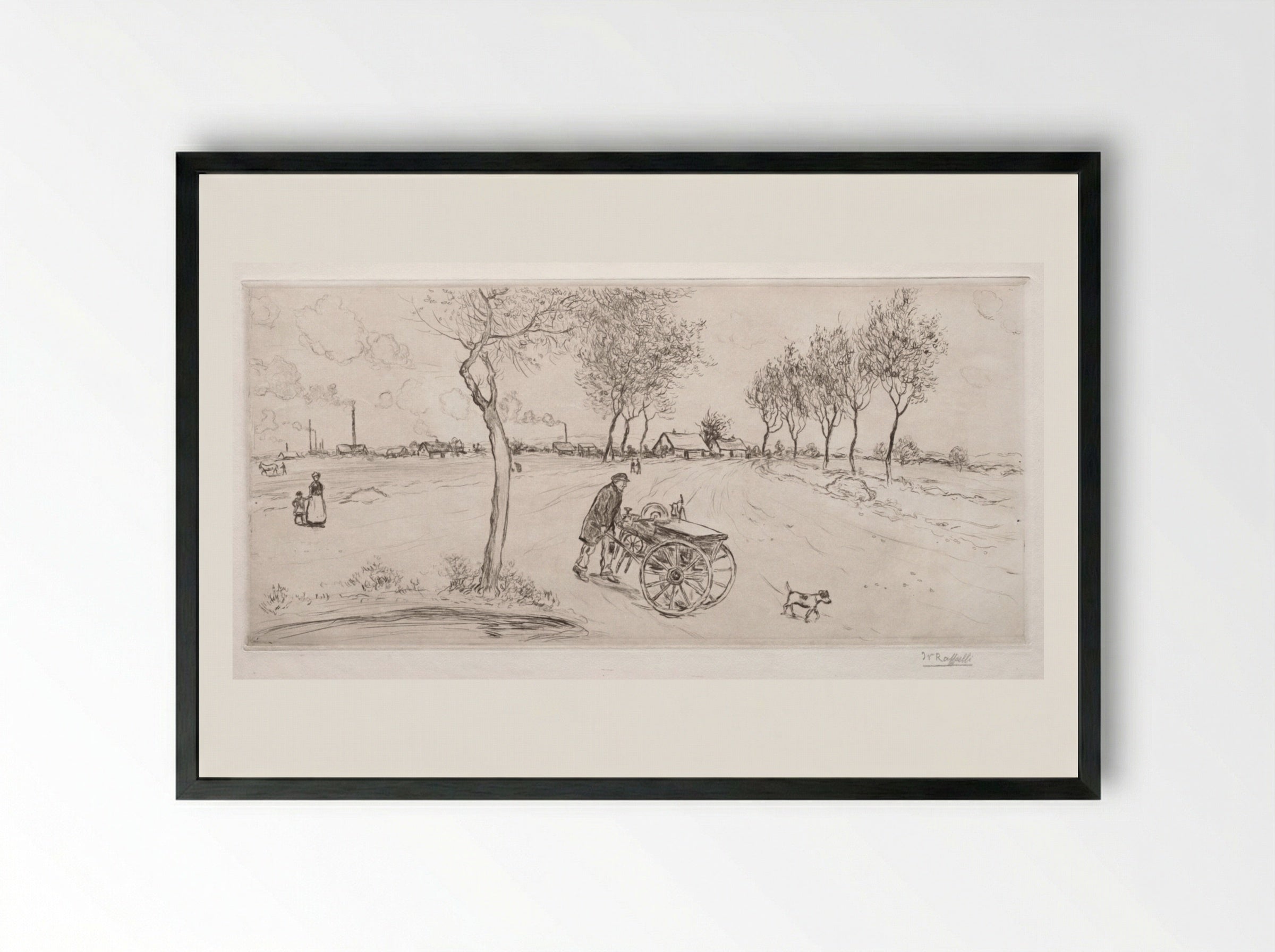 The Knifesharpener - Jean-François Raffaëlli - Framed Print Black