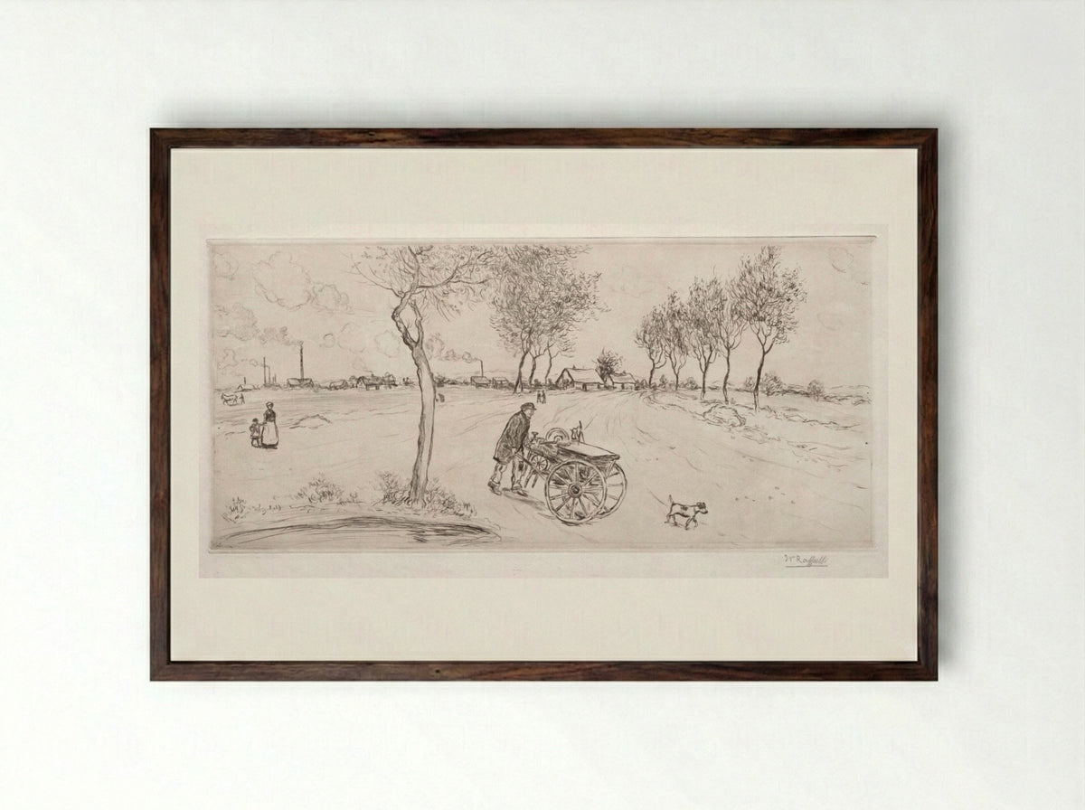 The Knifesharpener - Jean-François Raffaëlli - Framed Print Dark Wood