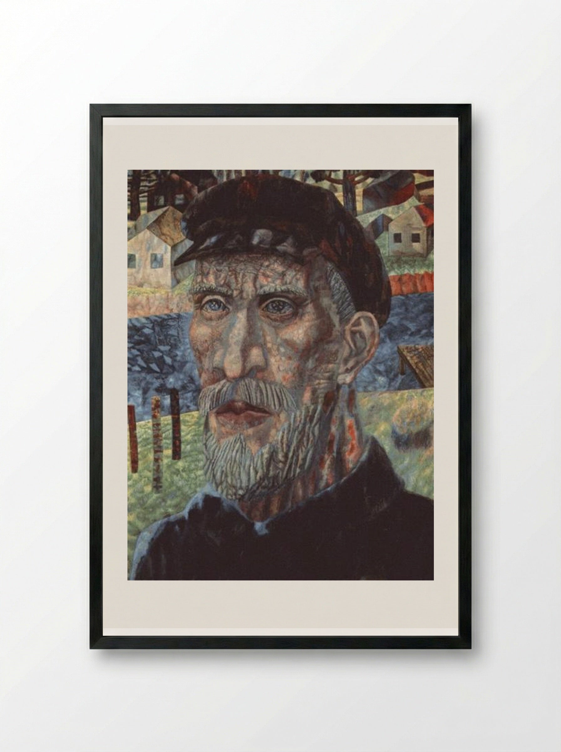 The Kolkhoznik (Member of a Collective Farm) - Pavel Filonov - Framed Print Black