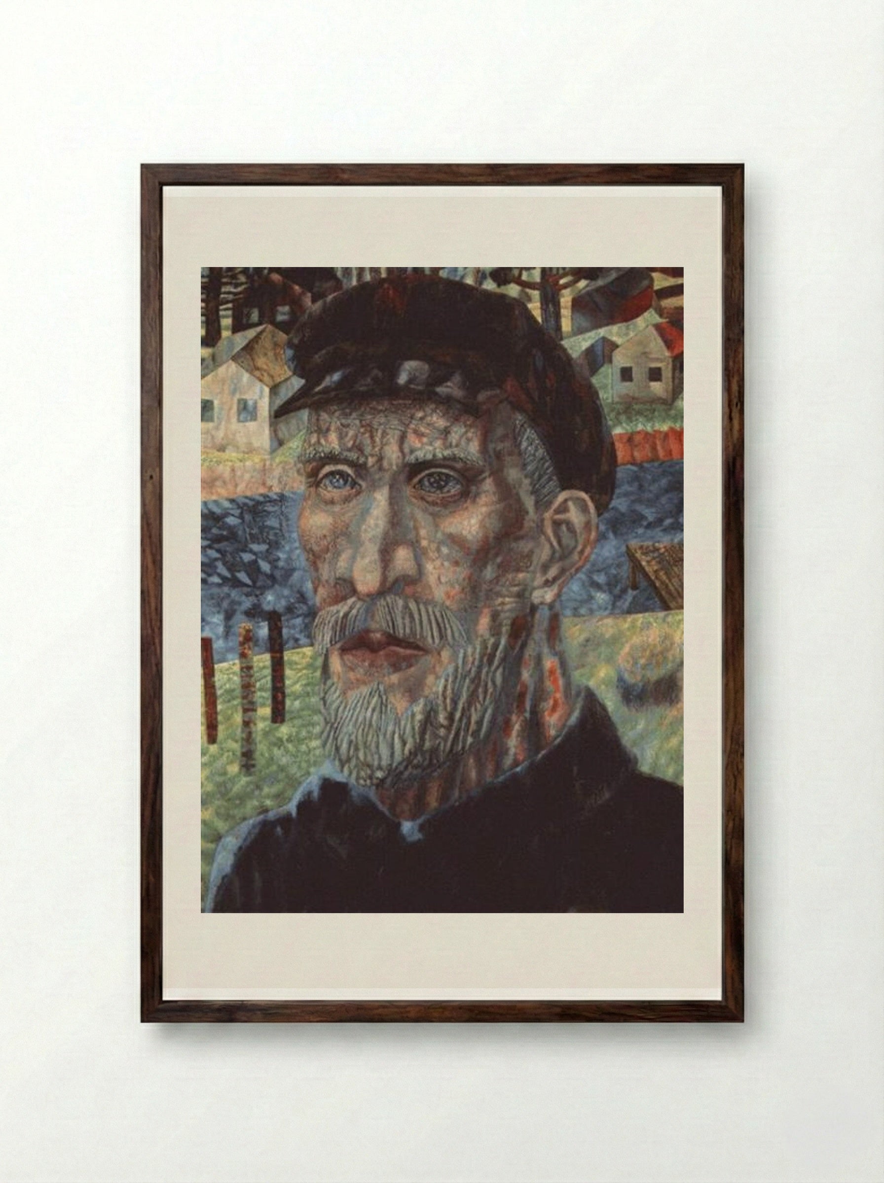 The Kolkhoznik (Member of a Collective Farm) - Pavel Filonov - Framed Print Dark Wood