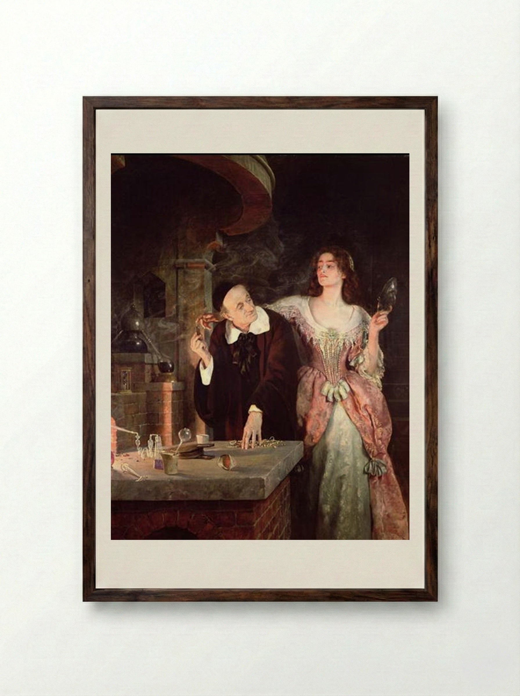 The Laboratory - John Collier - Framed Print Dark Wood