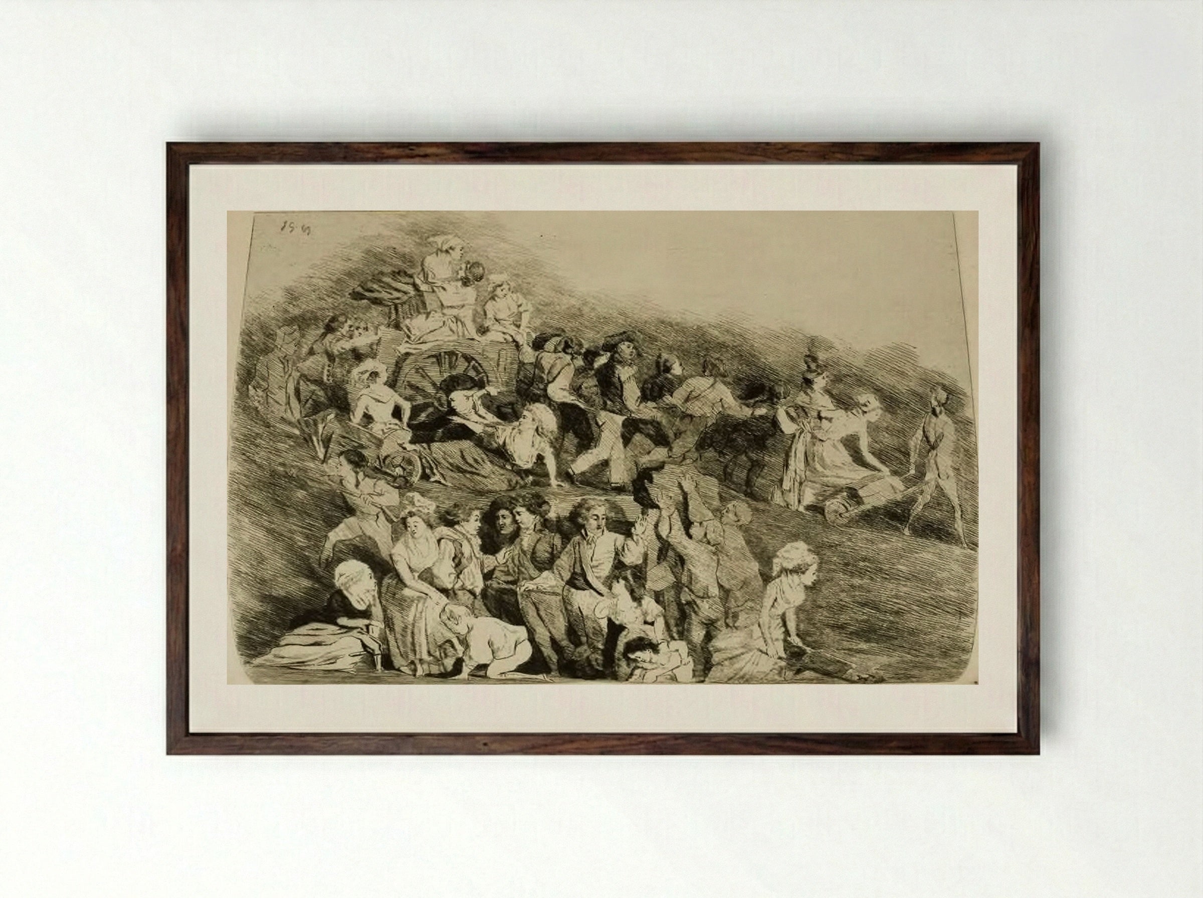 The Labors of the Federation Nationale - Jules de Goncourt - Framed Print Dark Wood