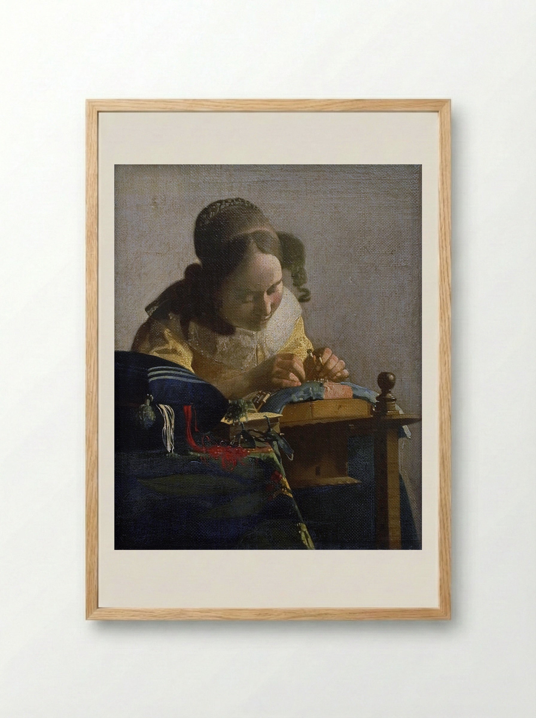 The Lacemaker - Johannes Vermeer - Framed Print Wood