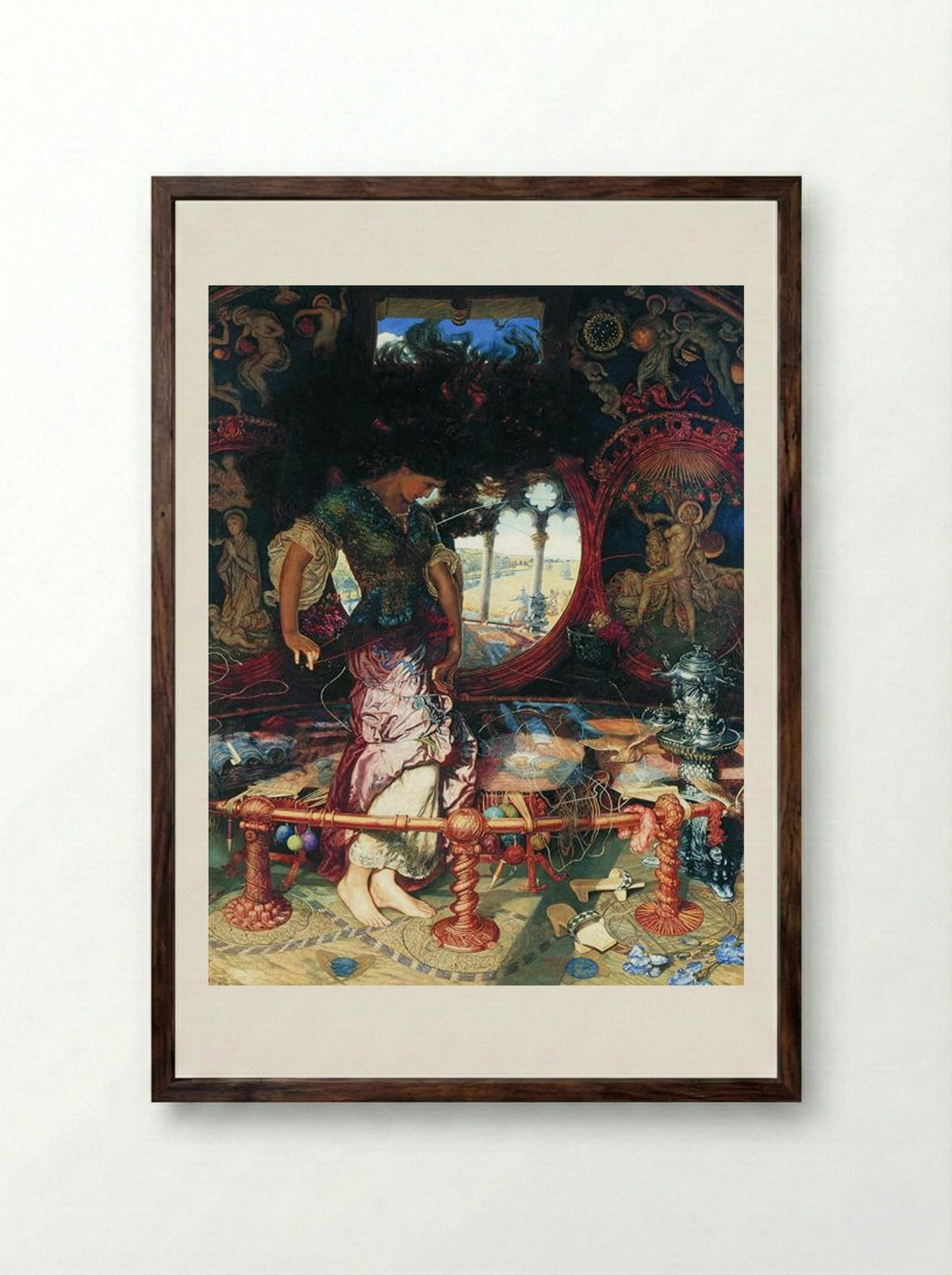 The Lady of Shalott - William Holman Hunt - Framed Print Dark Wood