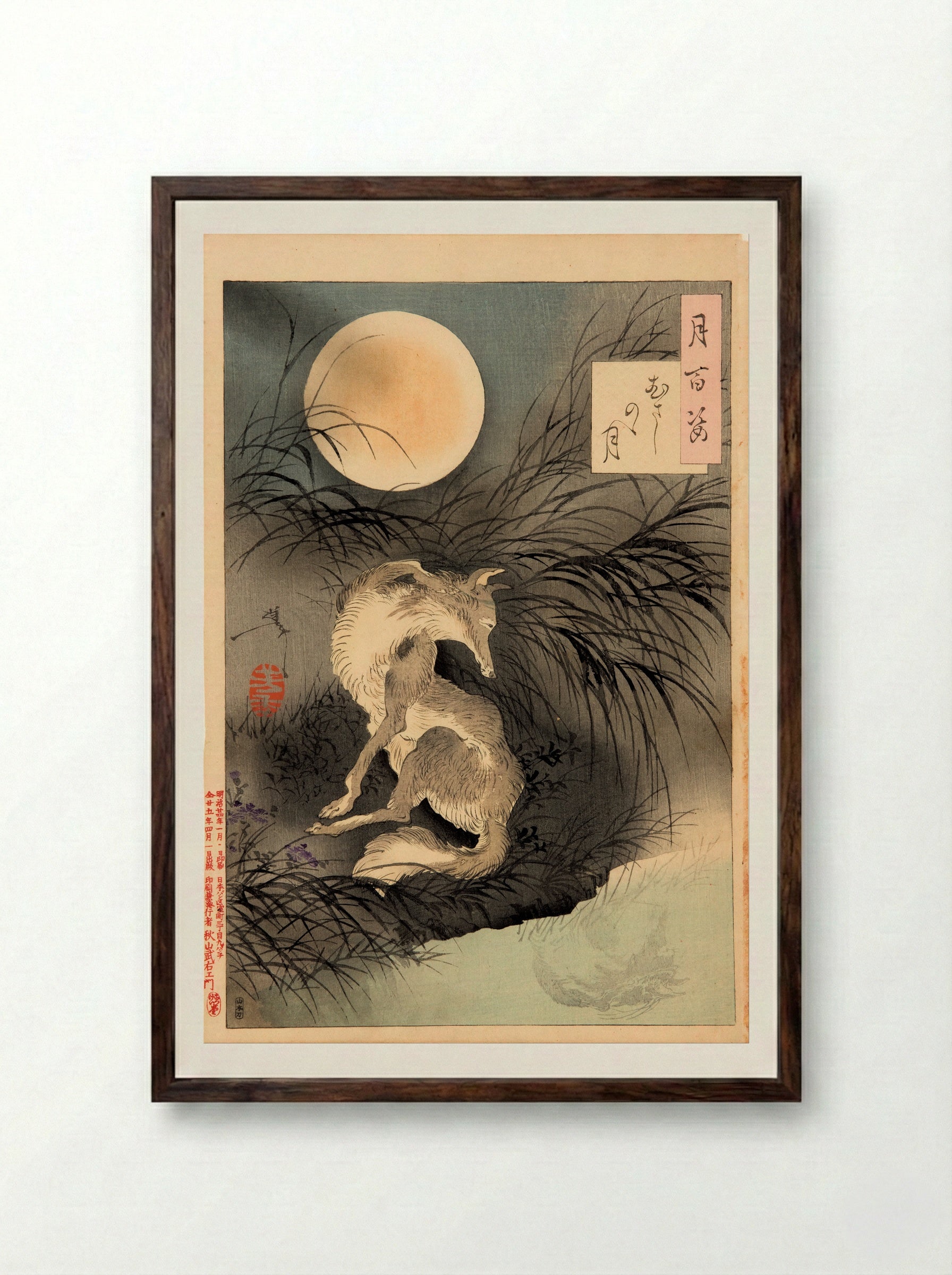 The Lady of the Evening Faces - Tsukioka Yoshitoshi - Framed Print Dark Wood