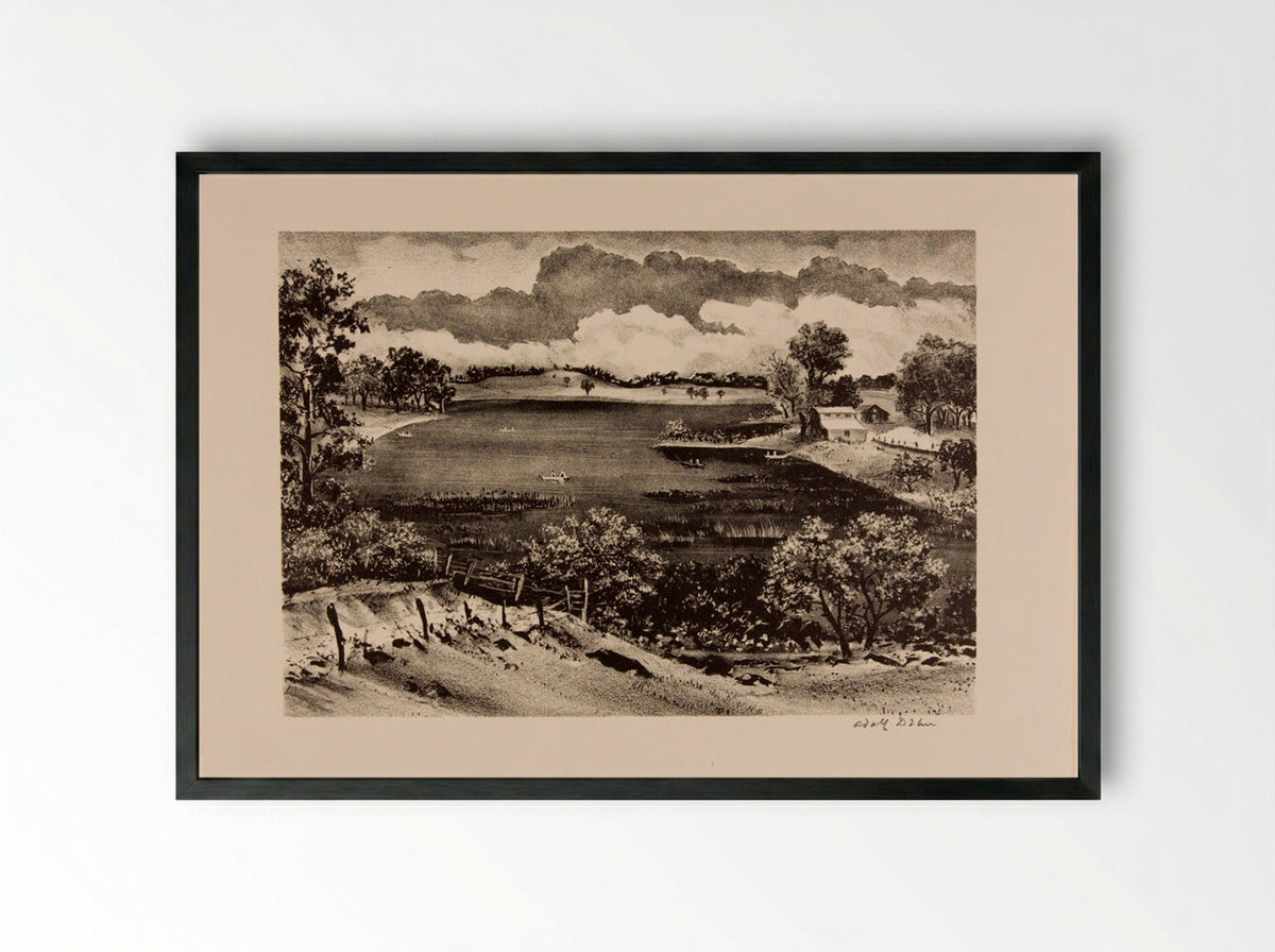 The Lake - Adolph Dehn - Framed Print Black