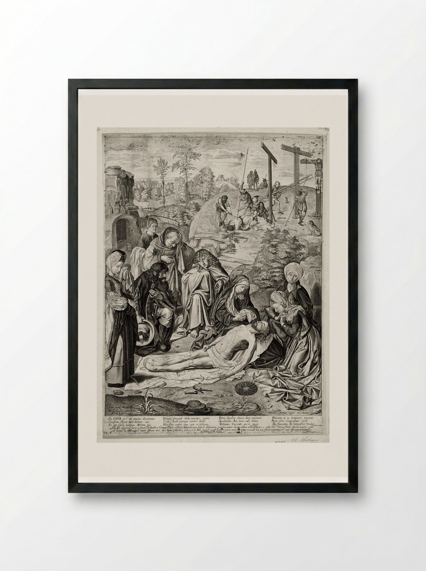 The Lamentation of Christ - Theodor Matham - Framed Print Black