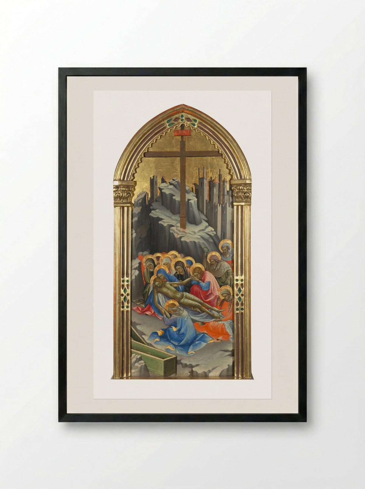 The Lamentation over the Dead Christ - Lorenzo Monaco - Framed Print Black