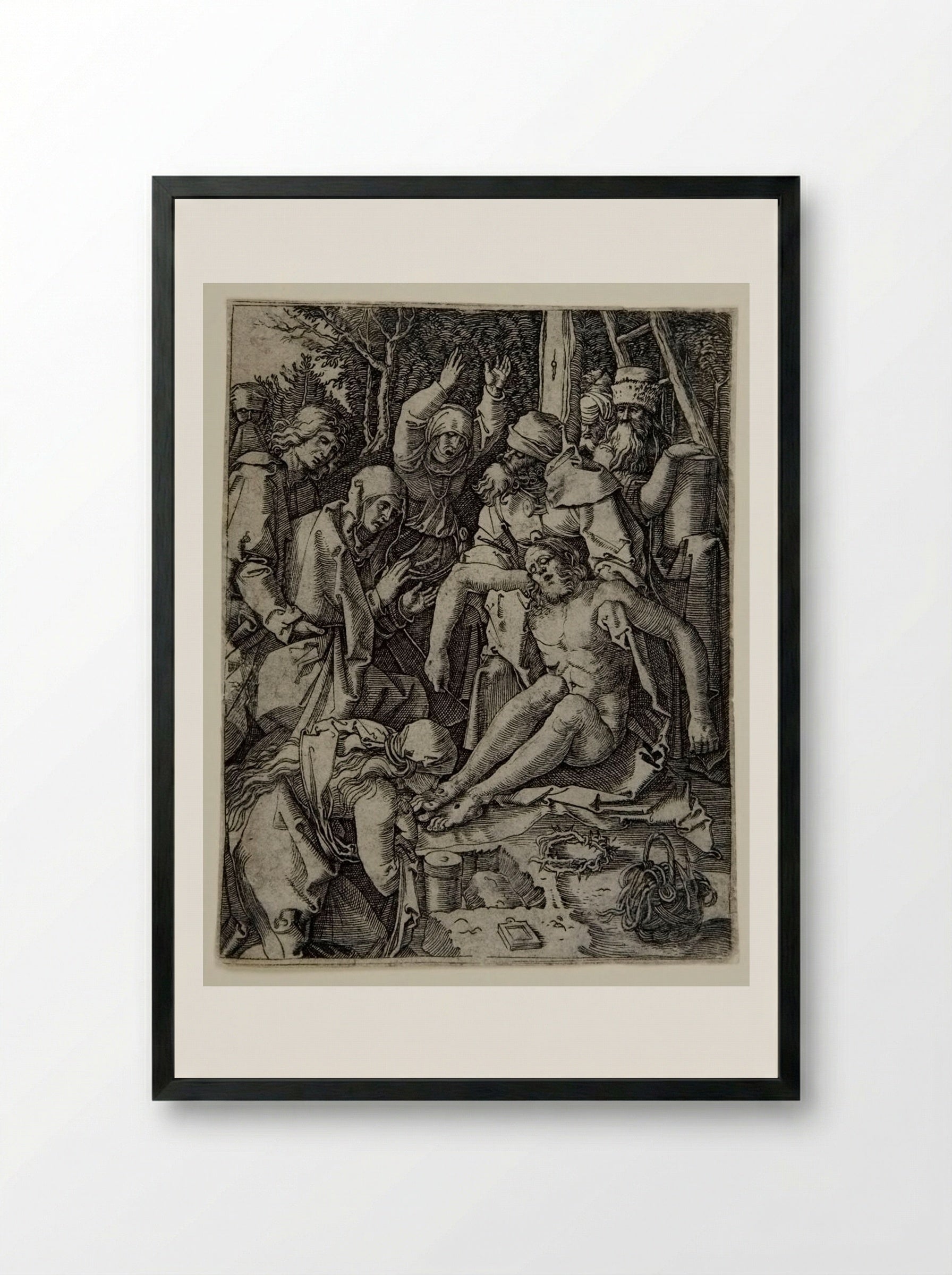 The Lamentation - Marcantonio Raimondi - Framed Print Black