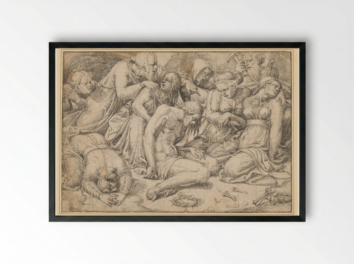 The Lamentation - Jan Cornelisz. Vermeyen - Framed Print Black