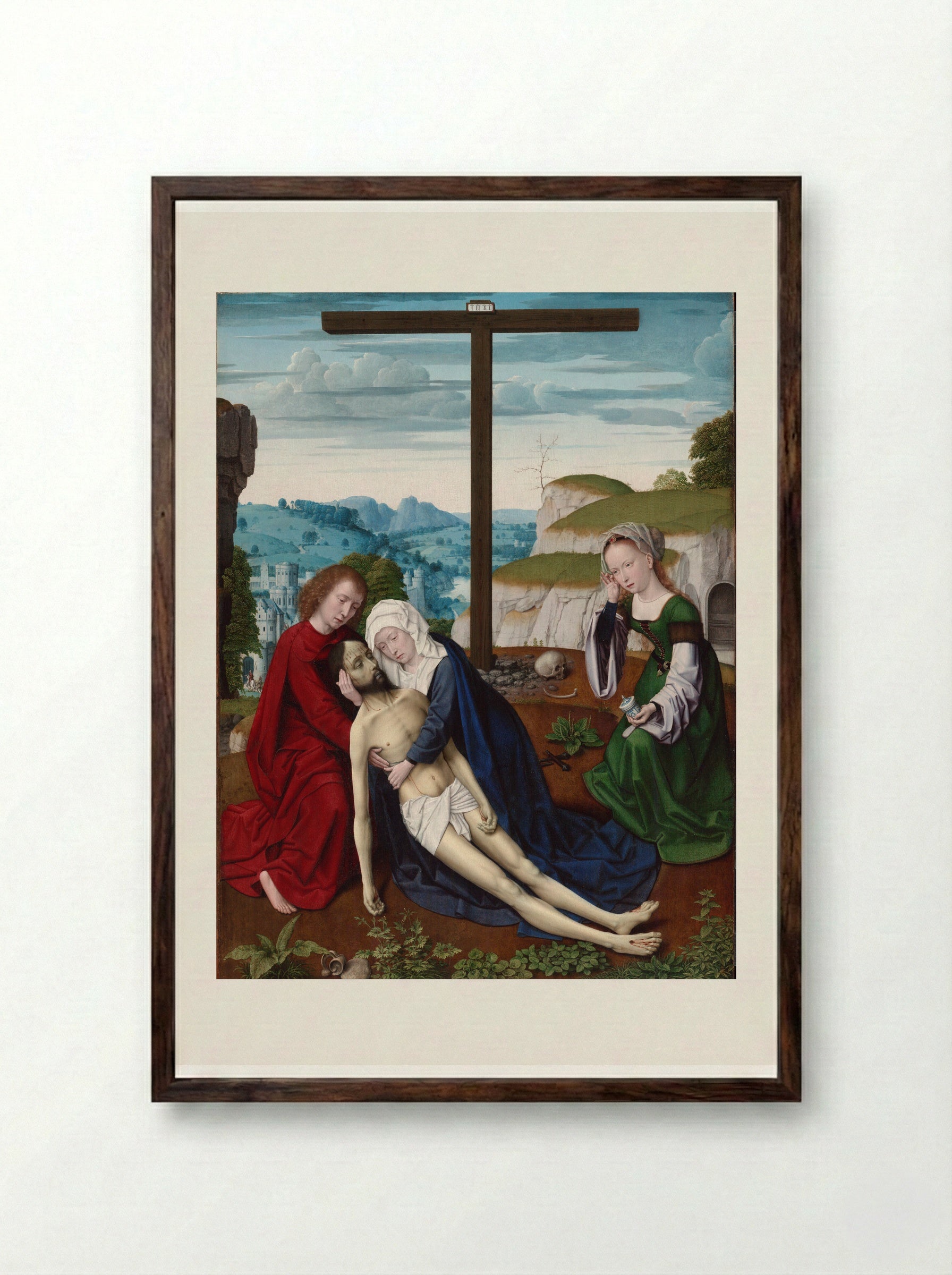 The Lamentation - Gerard David - Framed Print Dark Wood