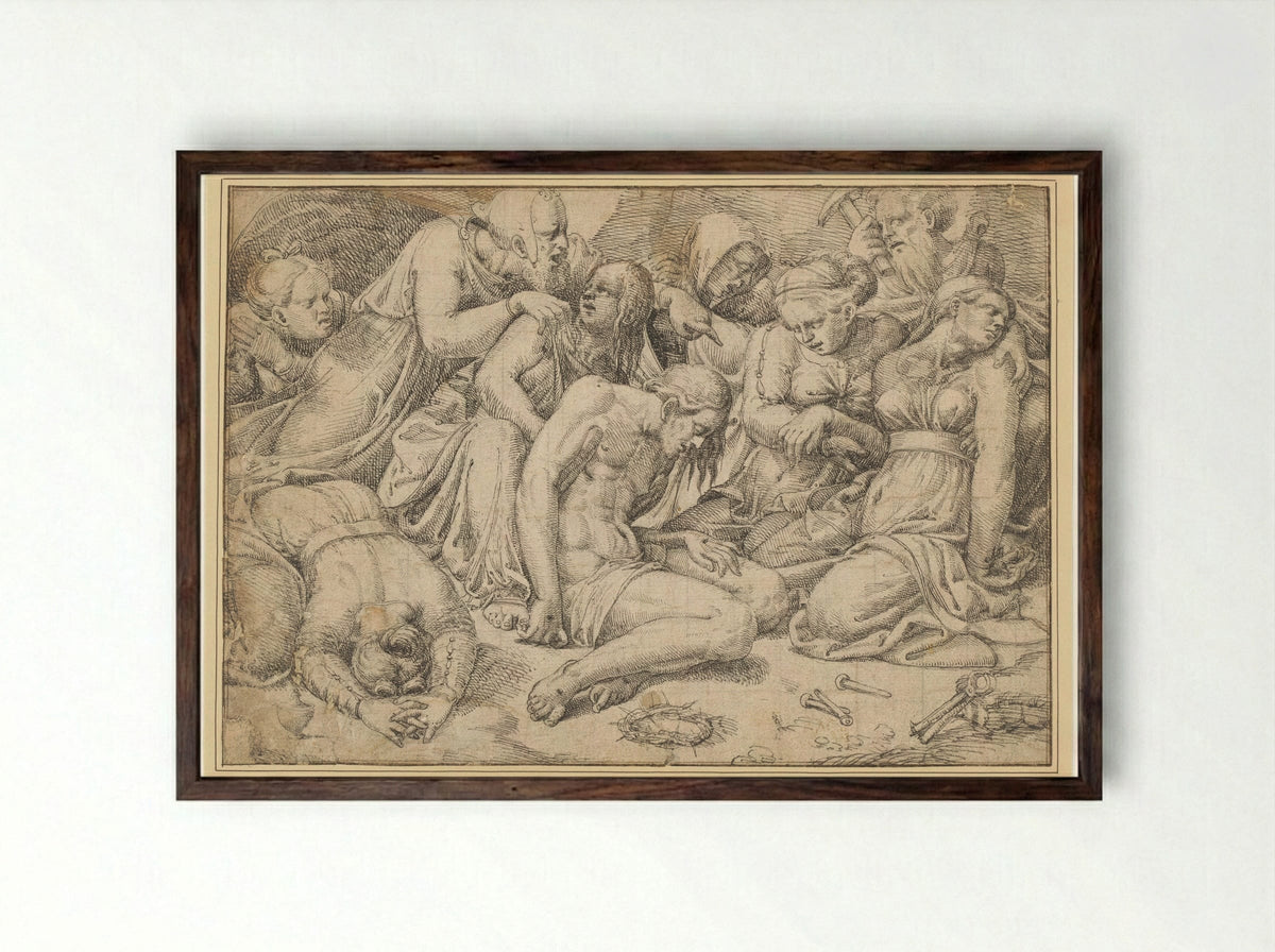 The Lamentation - Jan Cornelisz. Vermeyen - Framed Print Dark Wood