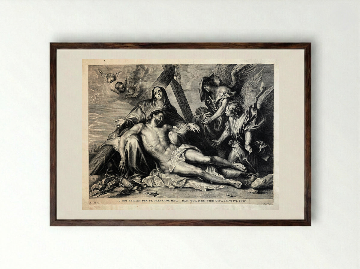 The Lamentation - Cornelis Galle (II) - Framed Print Dark Wood