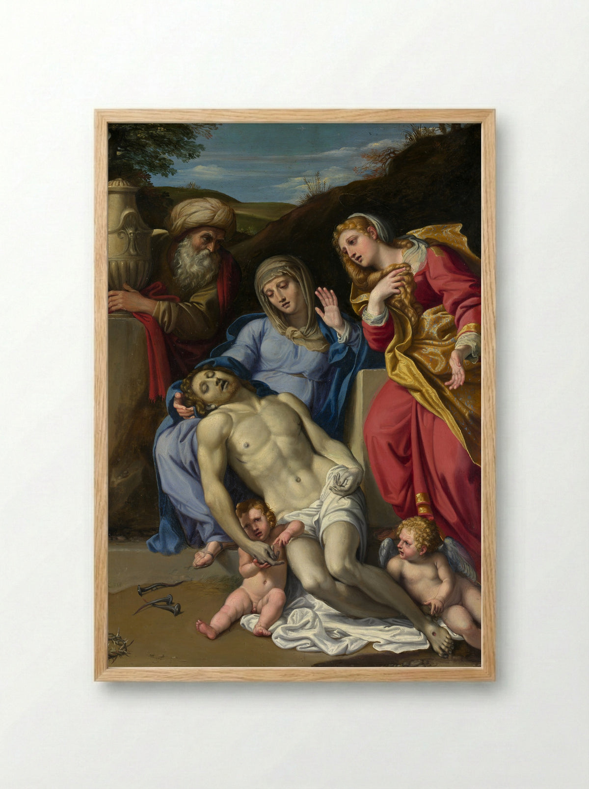 The Lamentation - Domenichino - Framed Print Wood
