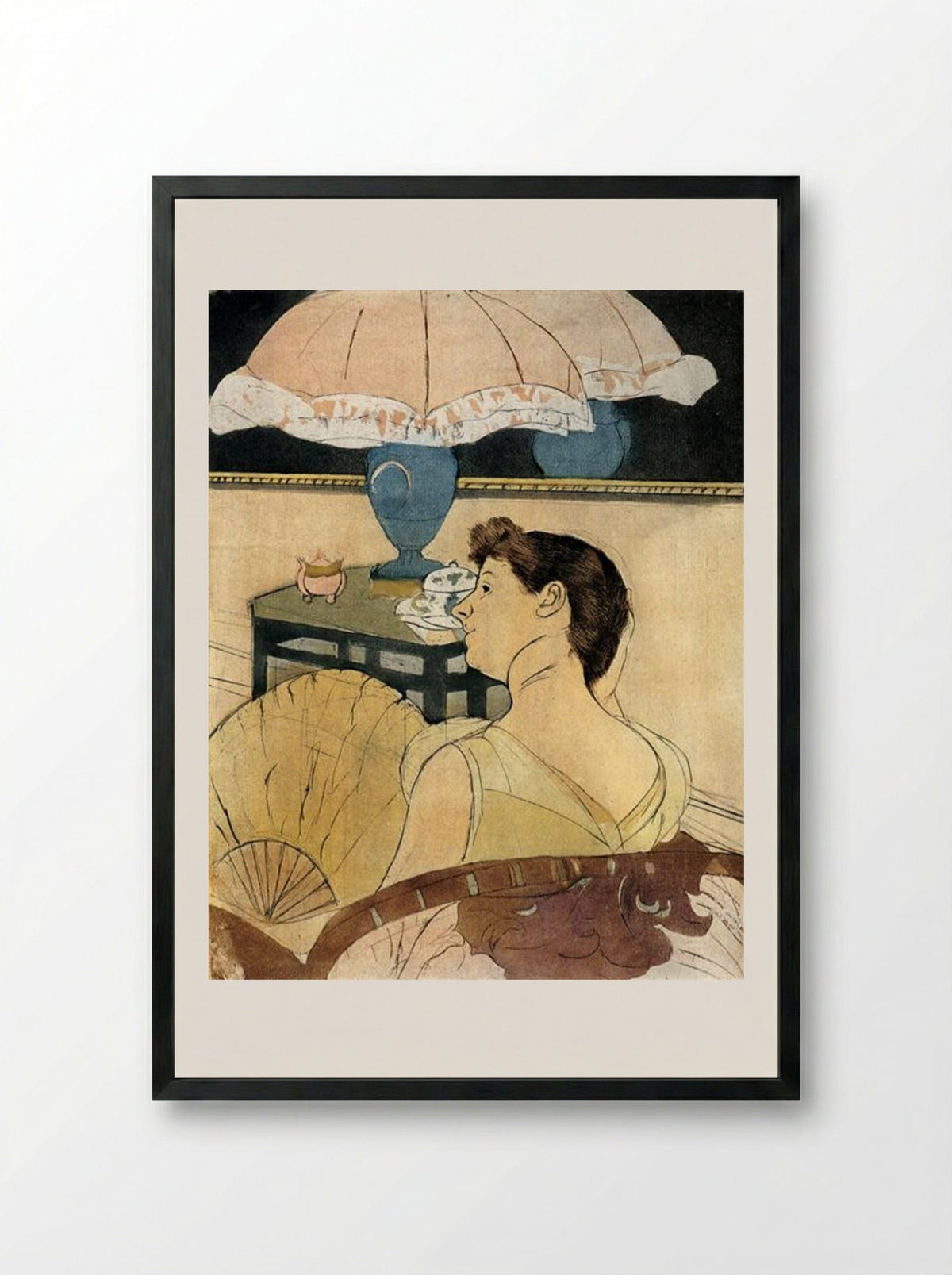 The Lamp - Mary Cassatt - Framed Print Black