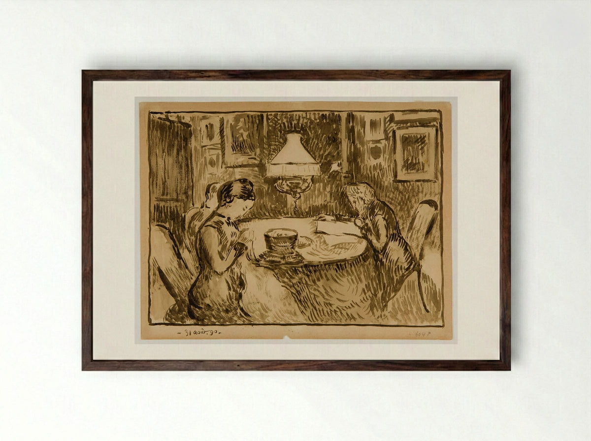 The Lamp - Georges Lemmen - Framed Print Dark Wood